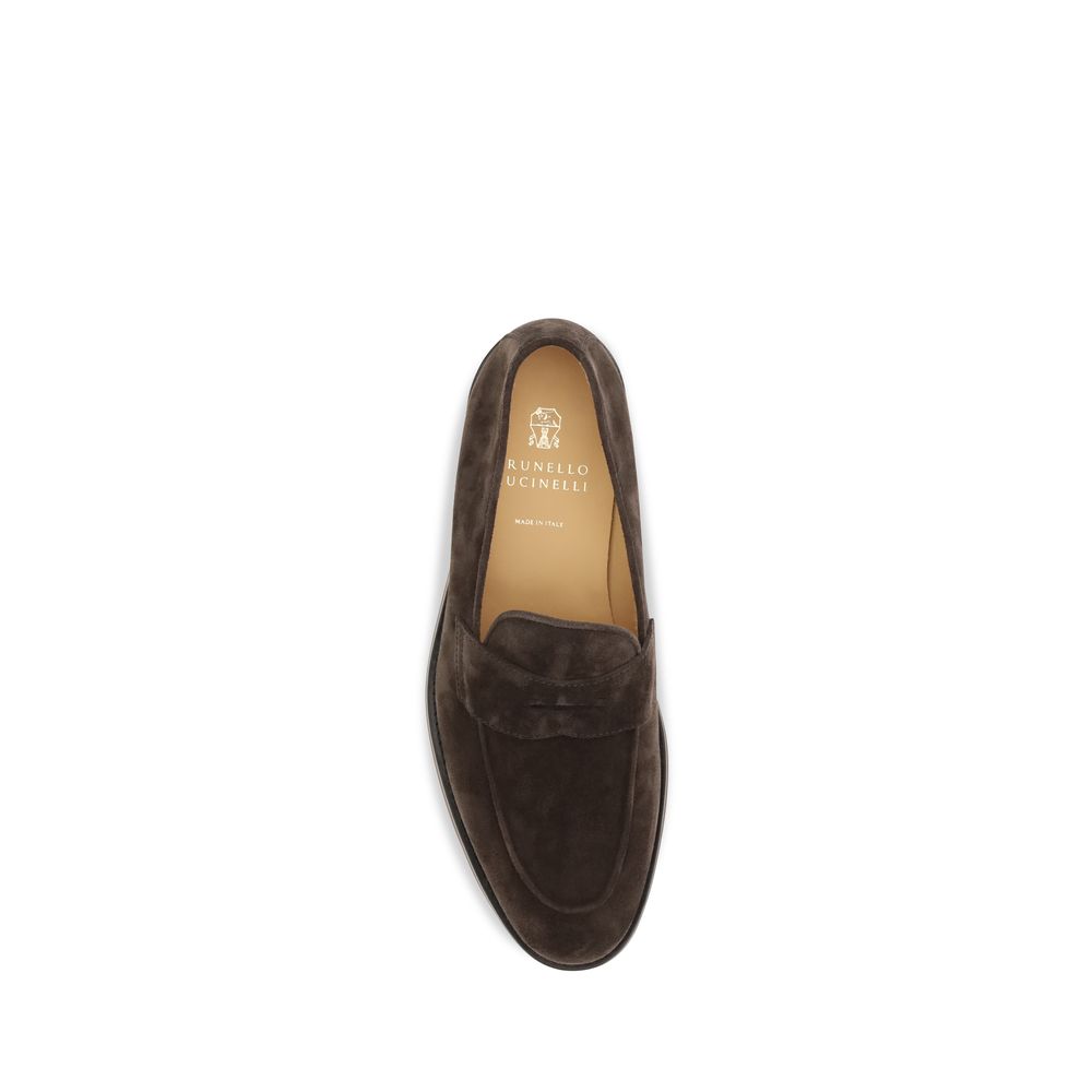 Brunello Cucinelli Brown Calf Leather Bos Taurus Slip-On Men's Loafers