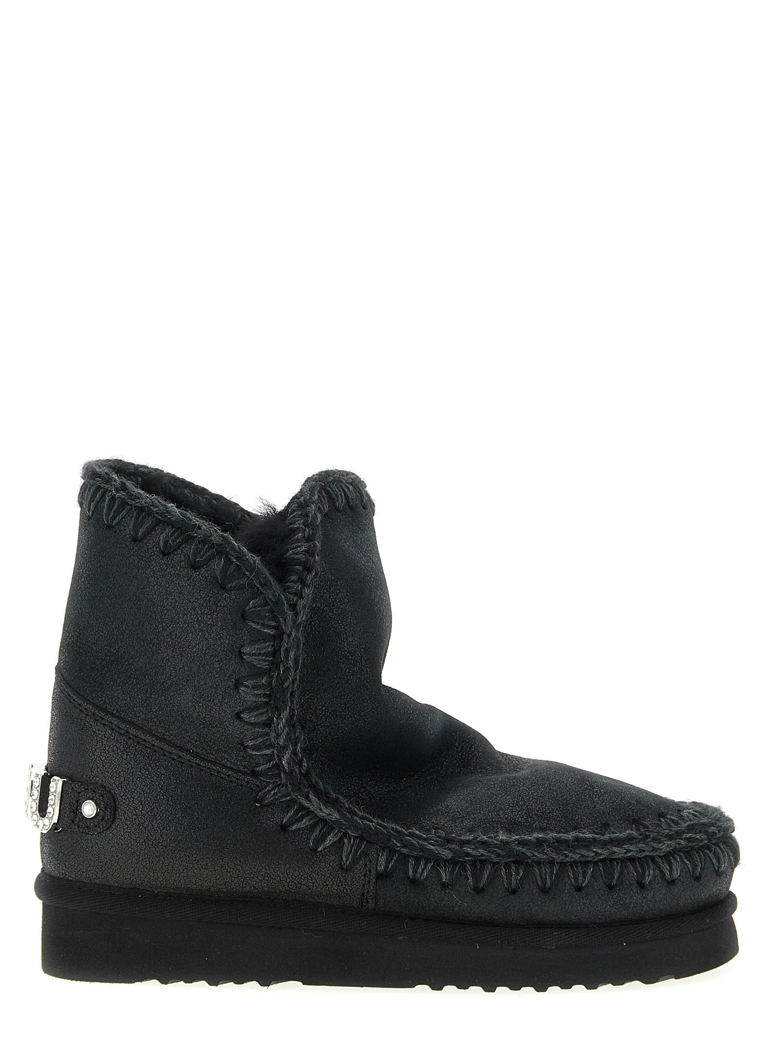 Mou Black Lamb Leather Ankle Women's Boots