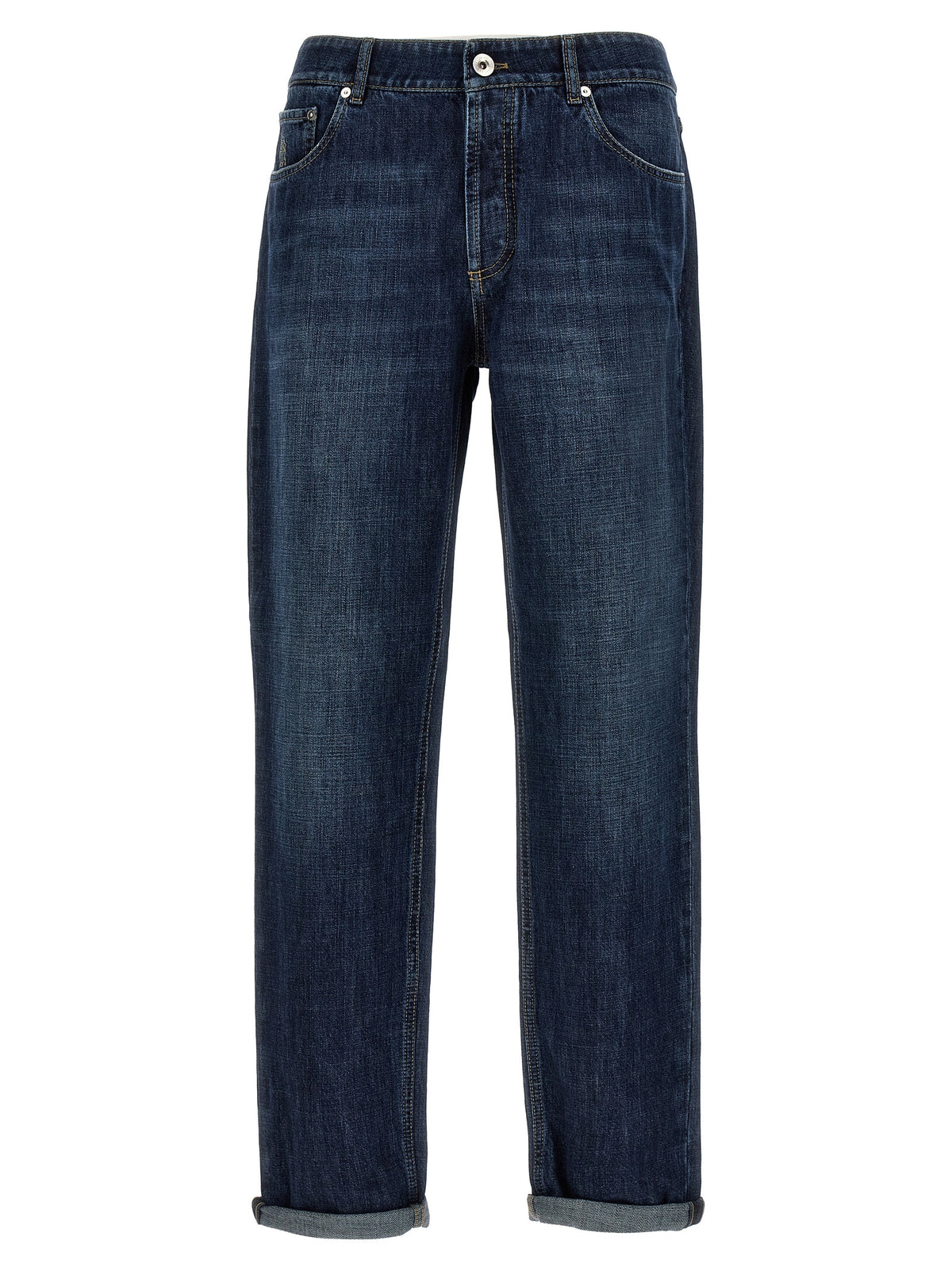 Brunello Cucinelli Blue Cotton Straight-Leg Men's Jeans