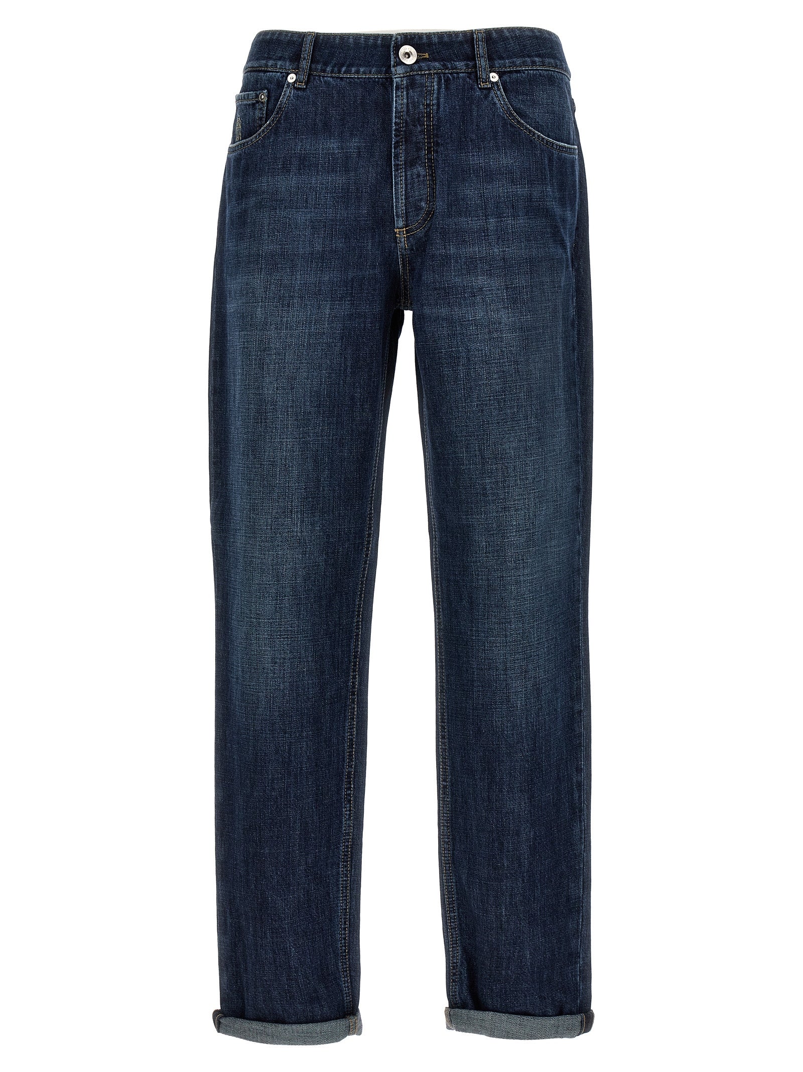 Brunello Cucinelli Blue Cotton Straight-Leg Men's Jeans