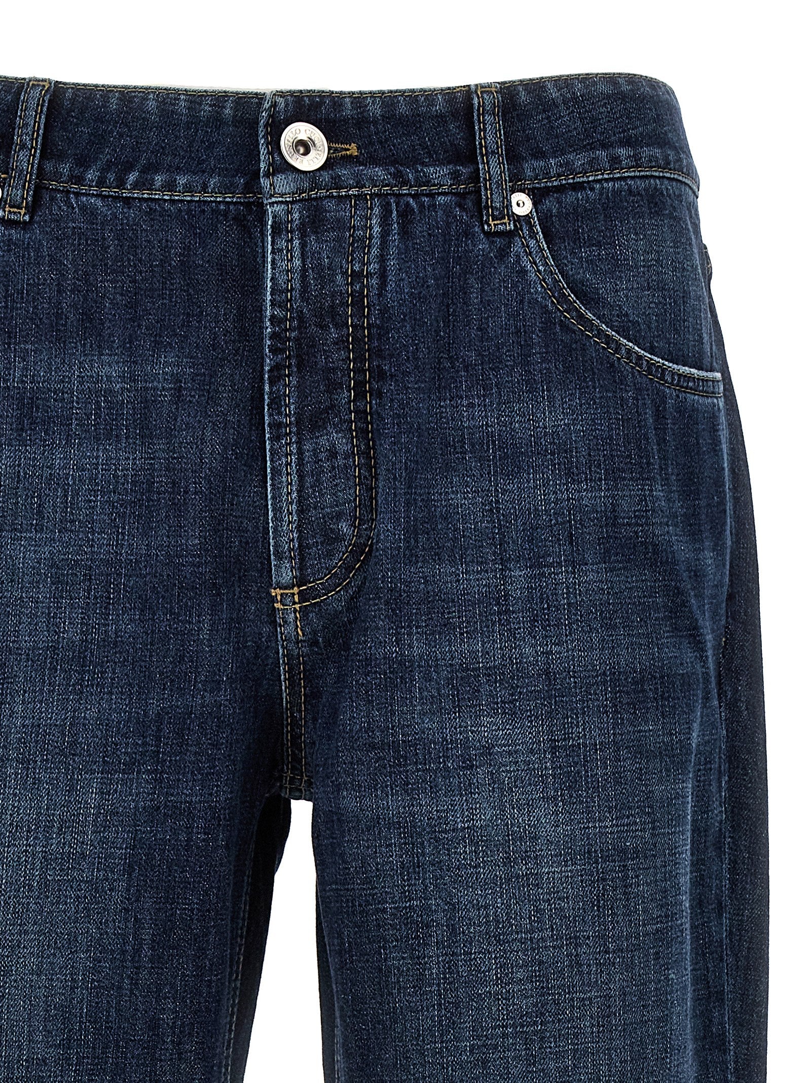 Brunello Cucinelli Blue Cotton Straight-Leg Men's Jeans