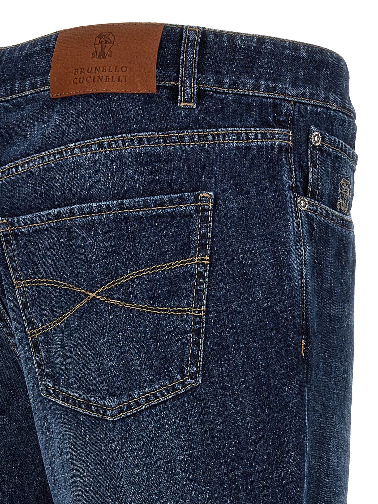 Brunello Cucinelli Blue Cotton Straight-Leg Men's Jeans