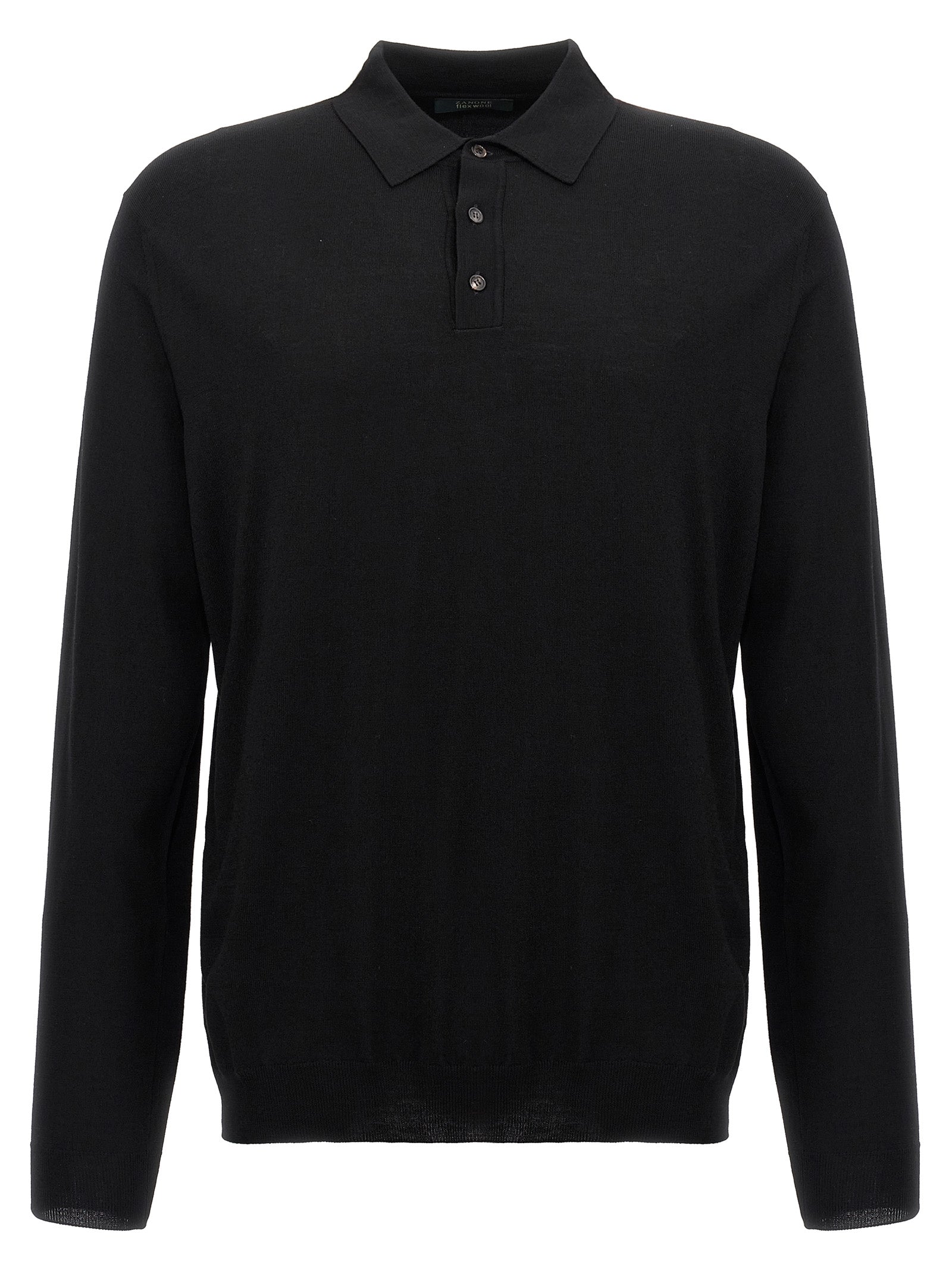 ZANONE Black Virgin Wool Polo Men's Shirt