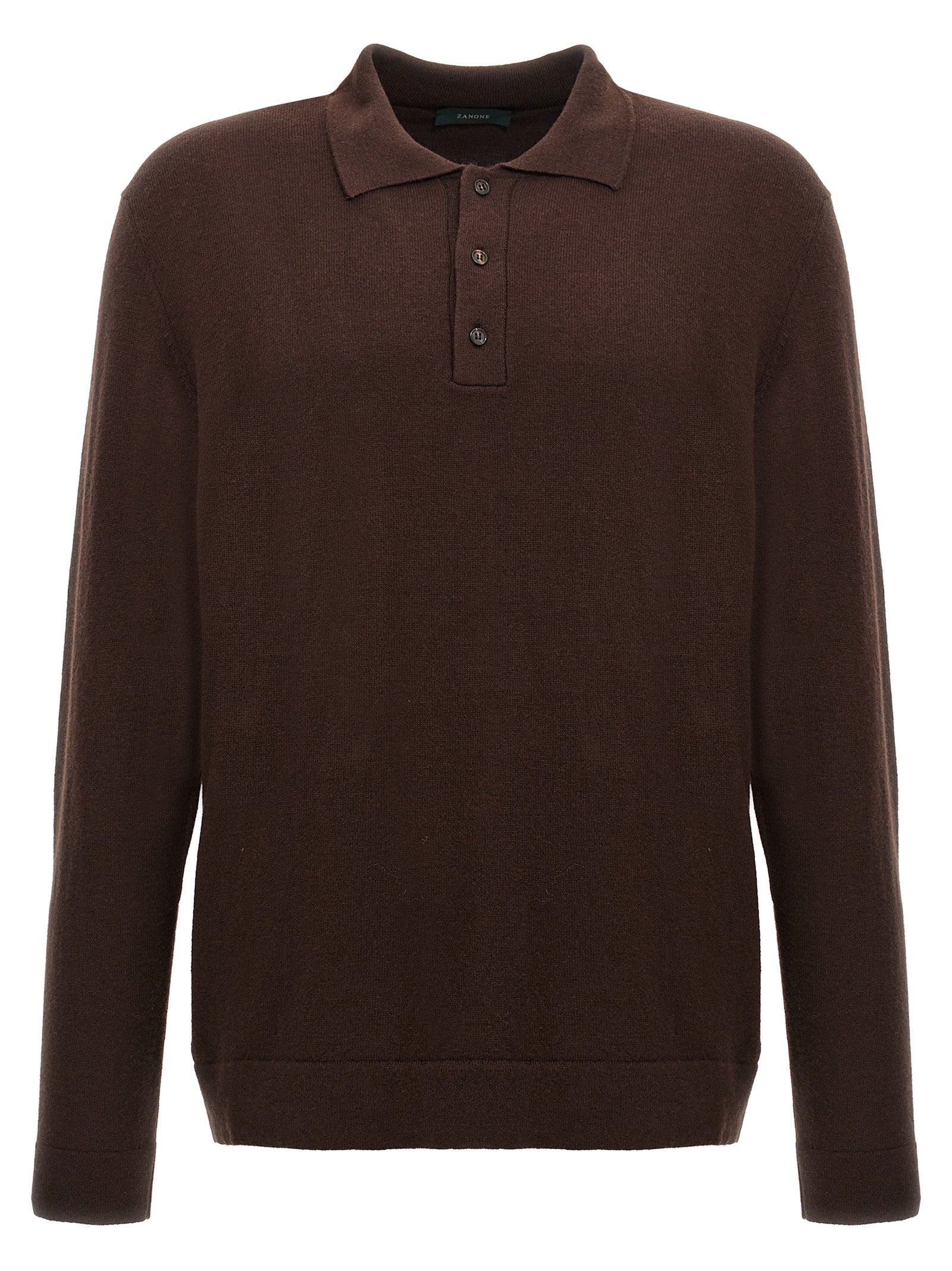 ZANONE Brown Virgin Wool Polo Men's Shirt