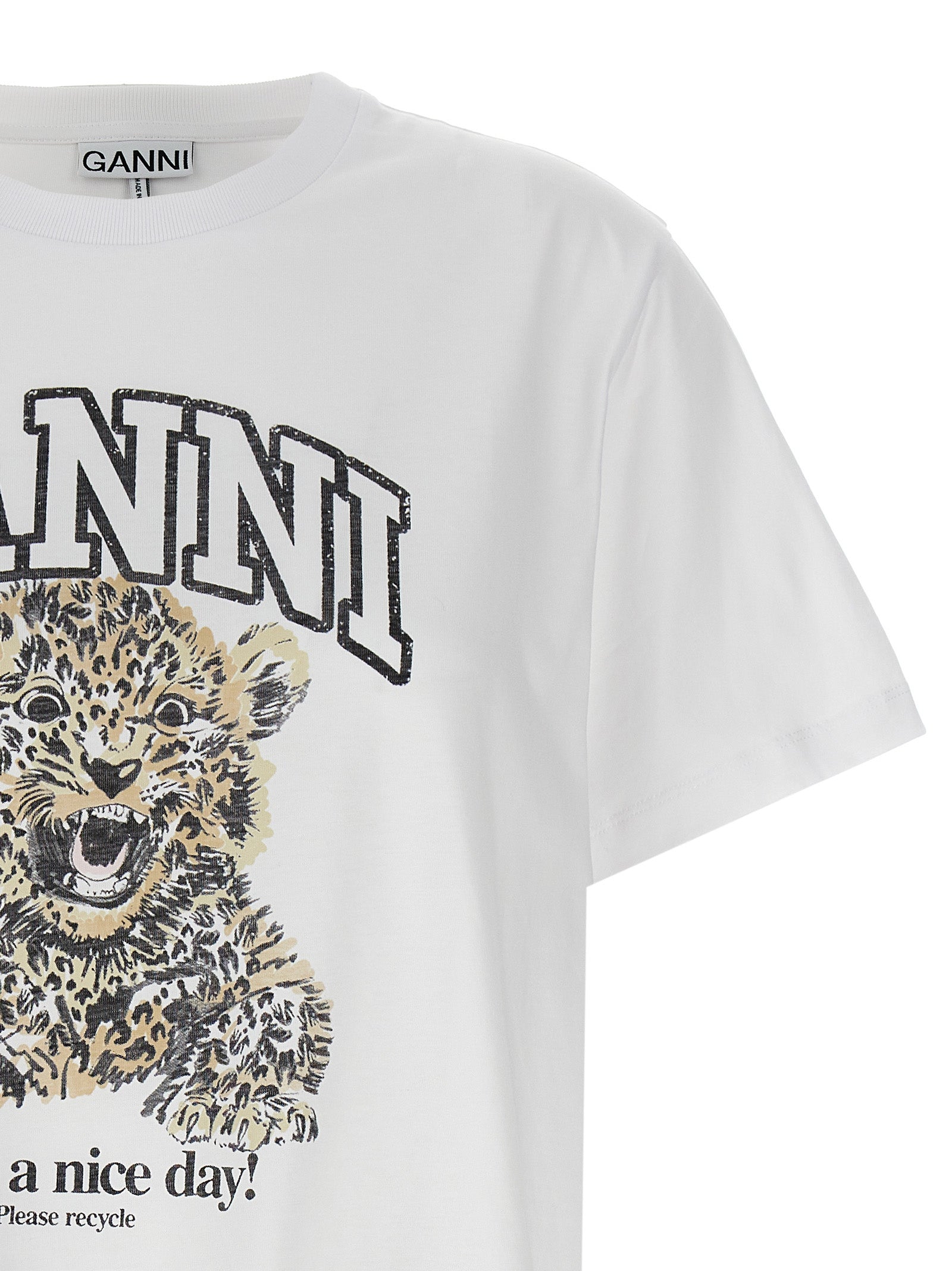 Ganni White Cotton Women's T-Shirt