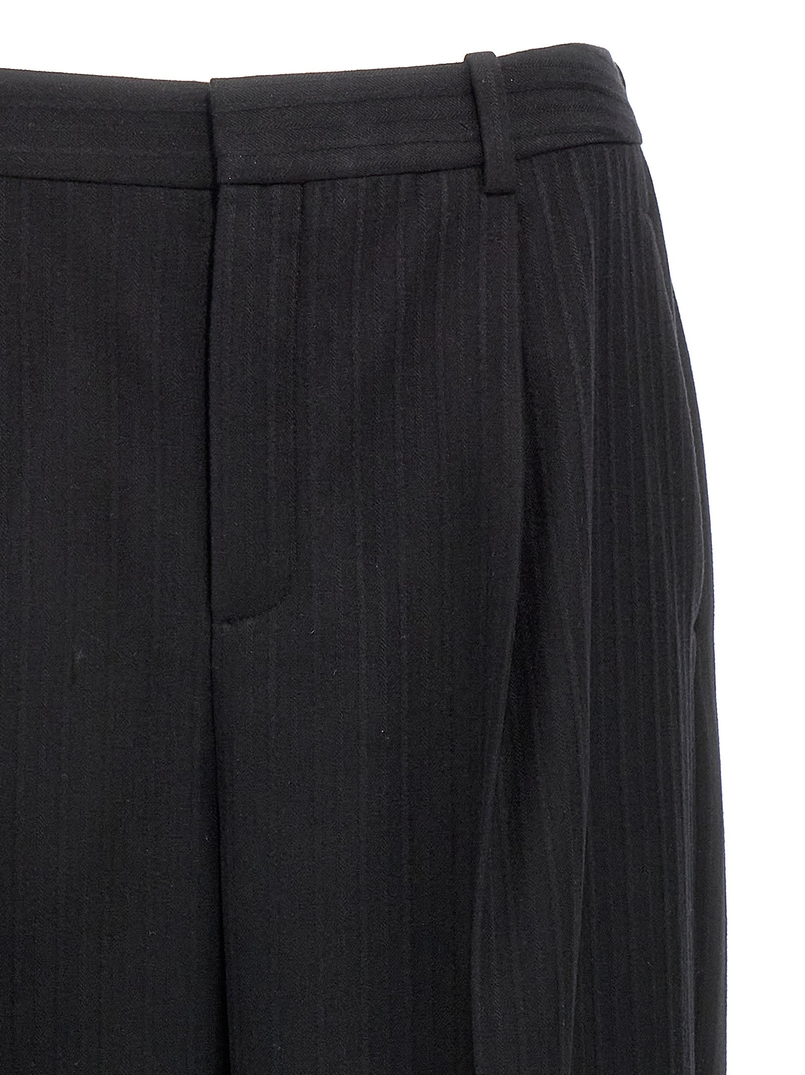 Saint Laurent Black Wool Dress Men's Pants