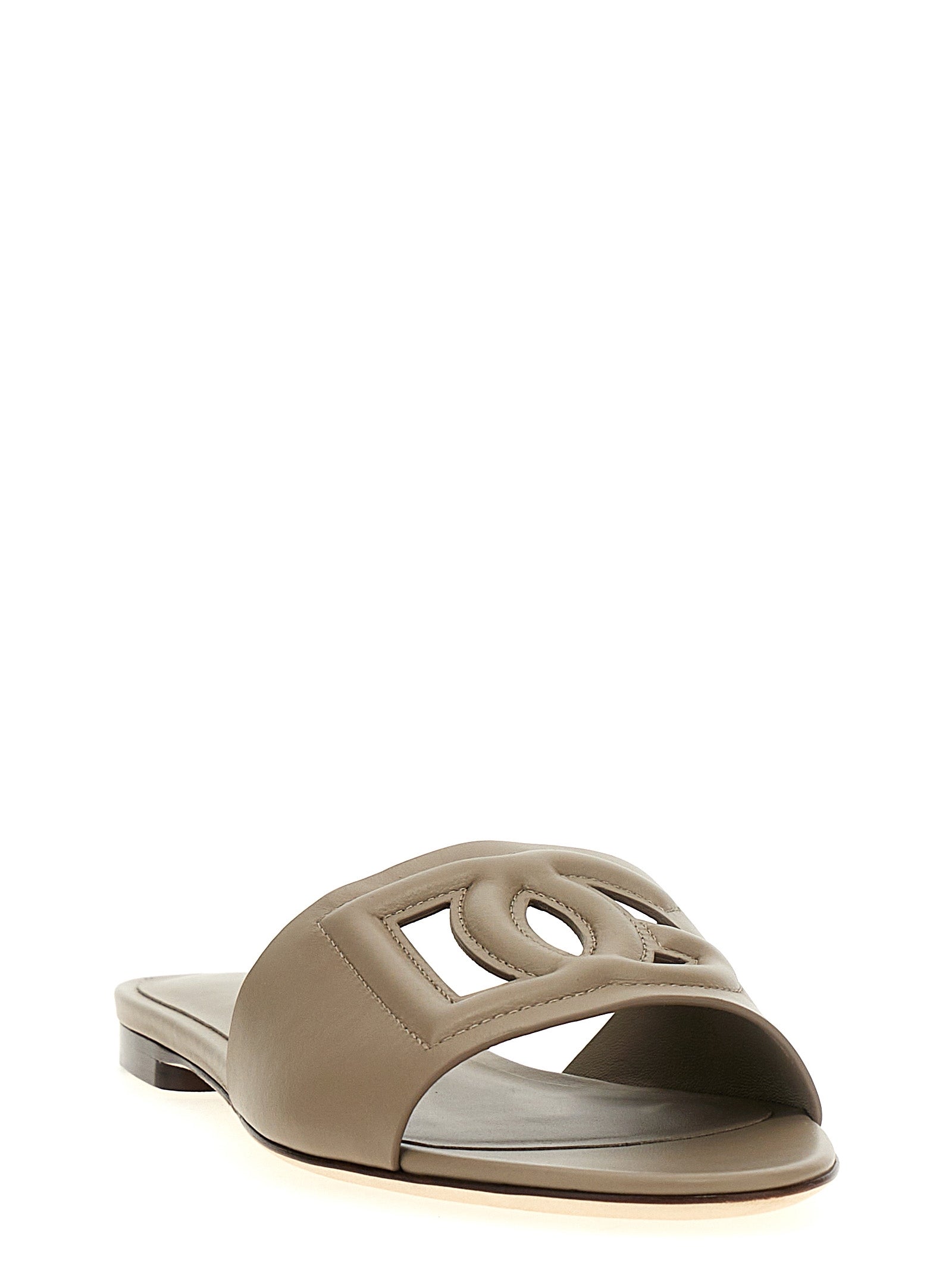 Dolce & Gabbana Gray Calfskin Women's Slides
