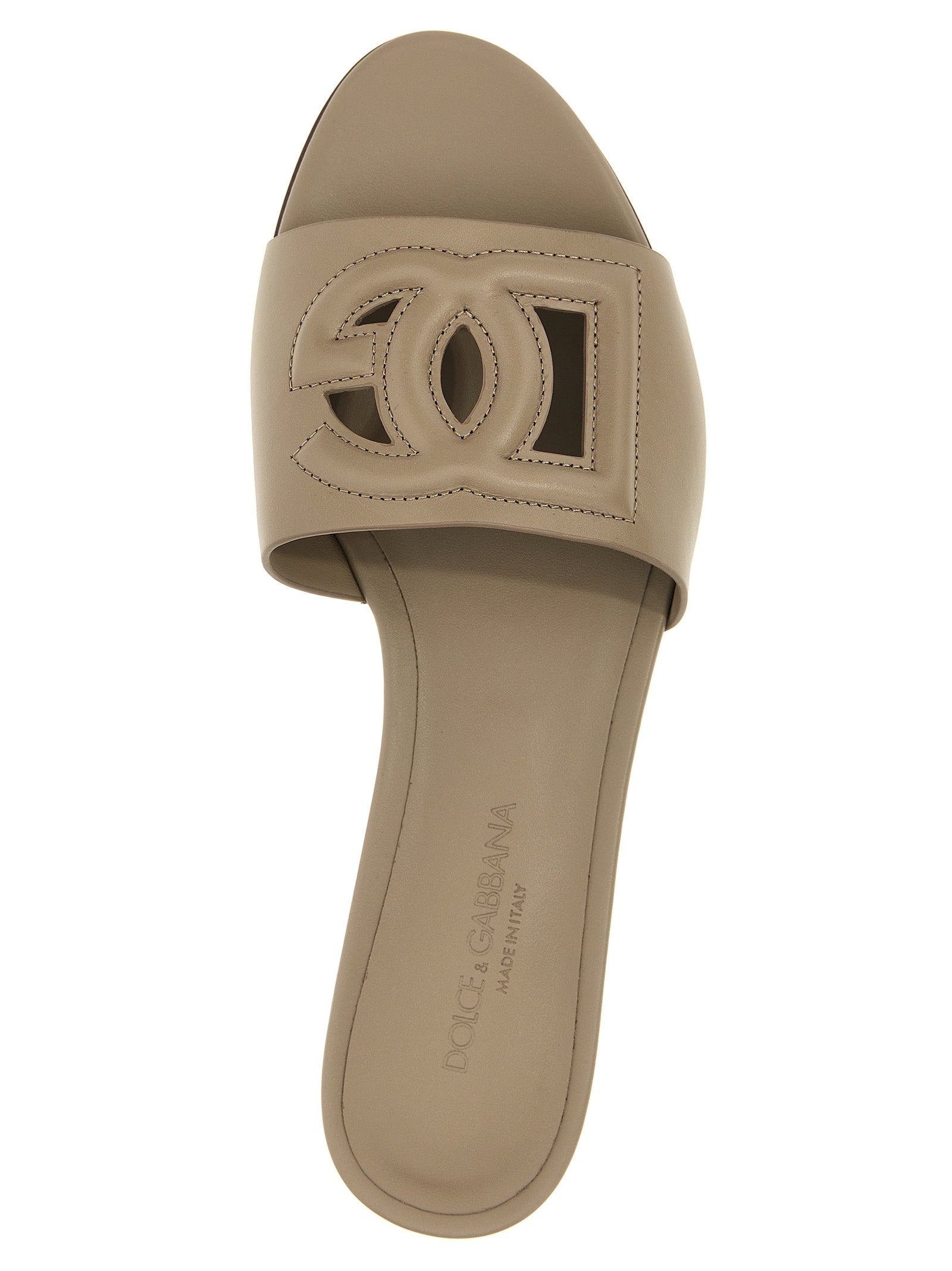 Dolce & Gabbana Gray Calfskin Women's Slides