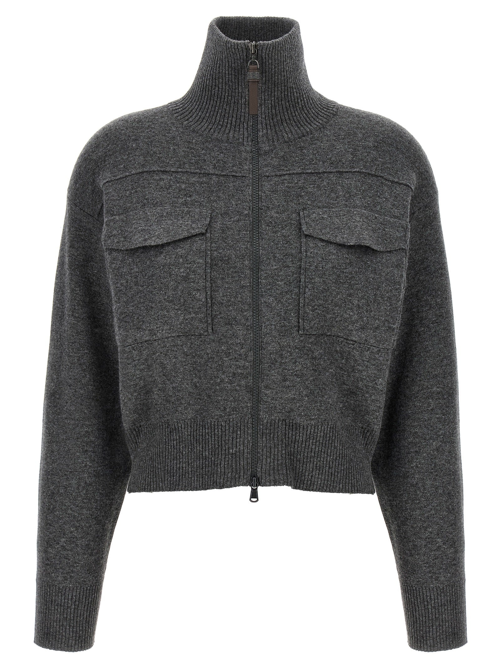 Brunello Cucinelli Gray Cashmere Women's Cardigan