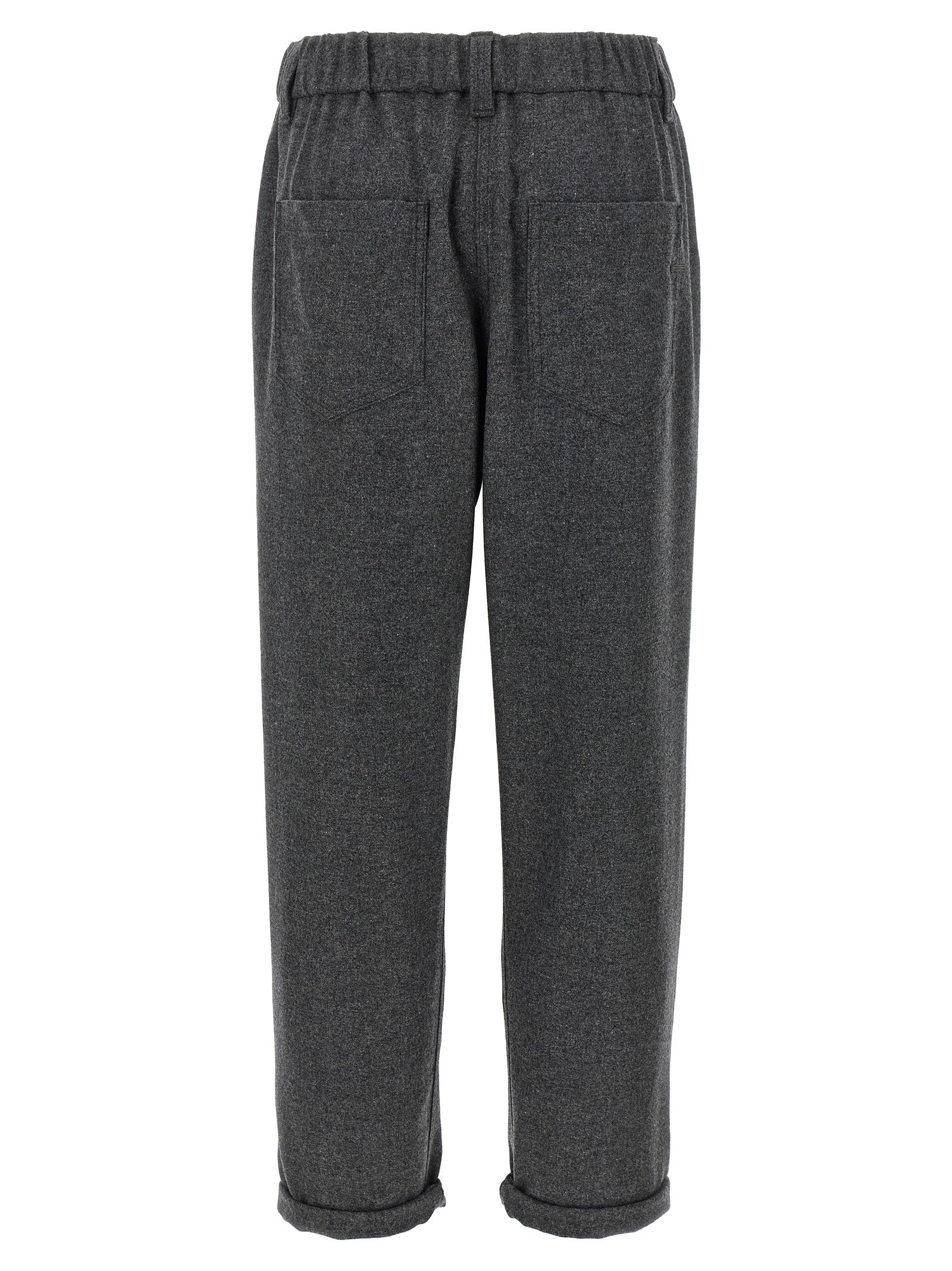 Brunello Cucinelli Gray Virgin Wool Casual Women's Pants