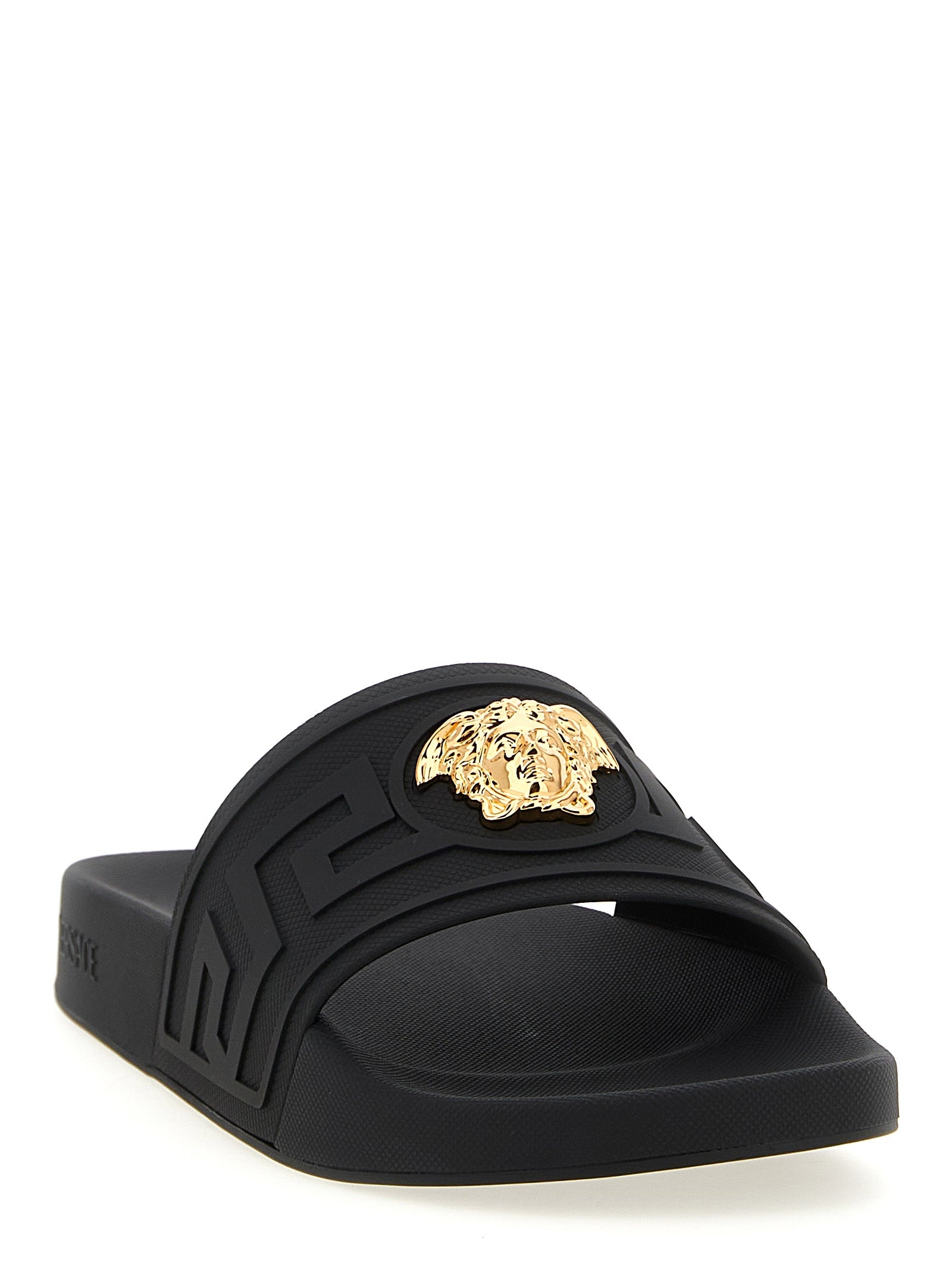 Versace Black Glass Men's Slides
