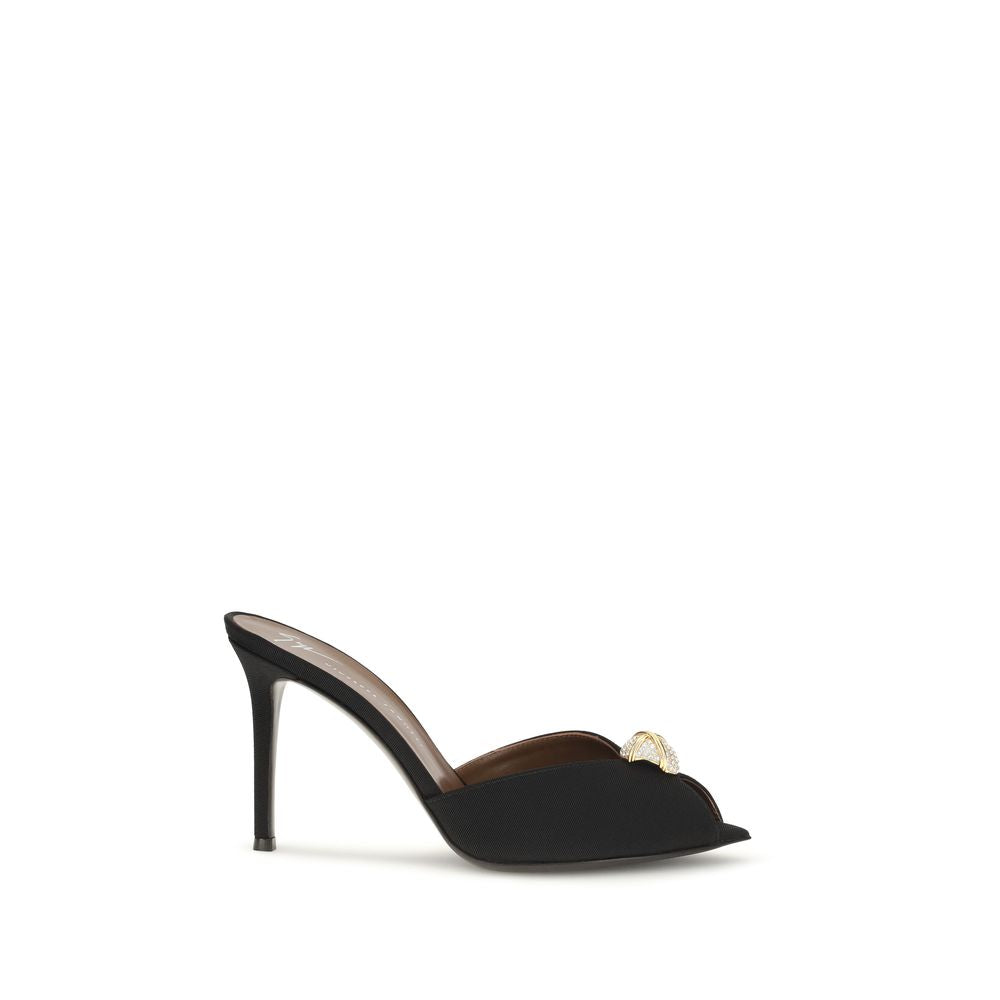 Giuseppe Zanotti Black Calf Leather Bos Taurus Stiletto Heel Women's Sandals