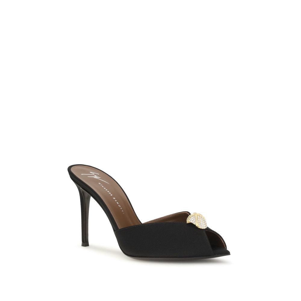 Giuseppe Zanotti Black Calf Leather Bos Taurus Stiletto Heel Women's Sandals