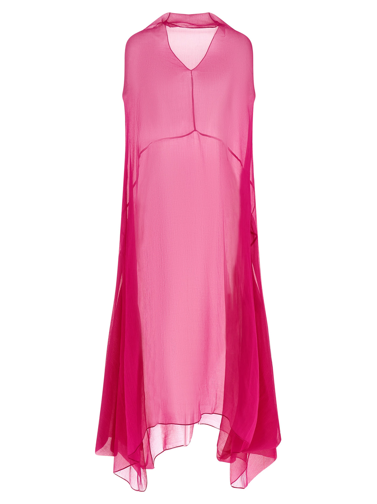 Dries Van Noten Fuchsia Silk Midi Women's Dress