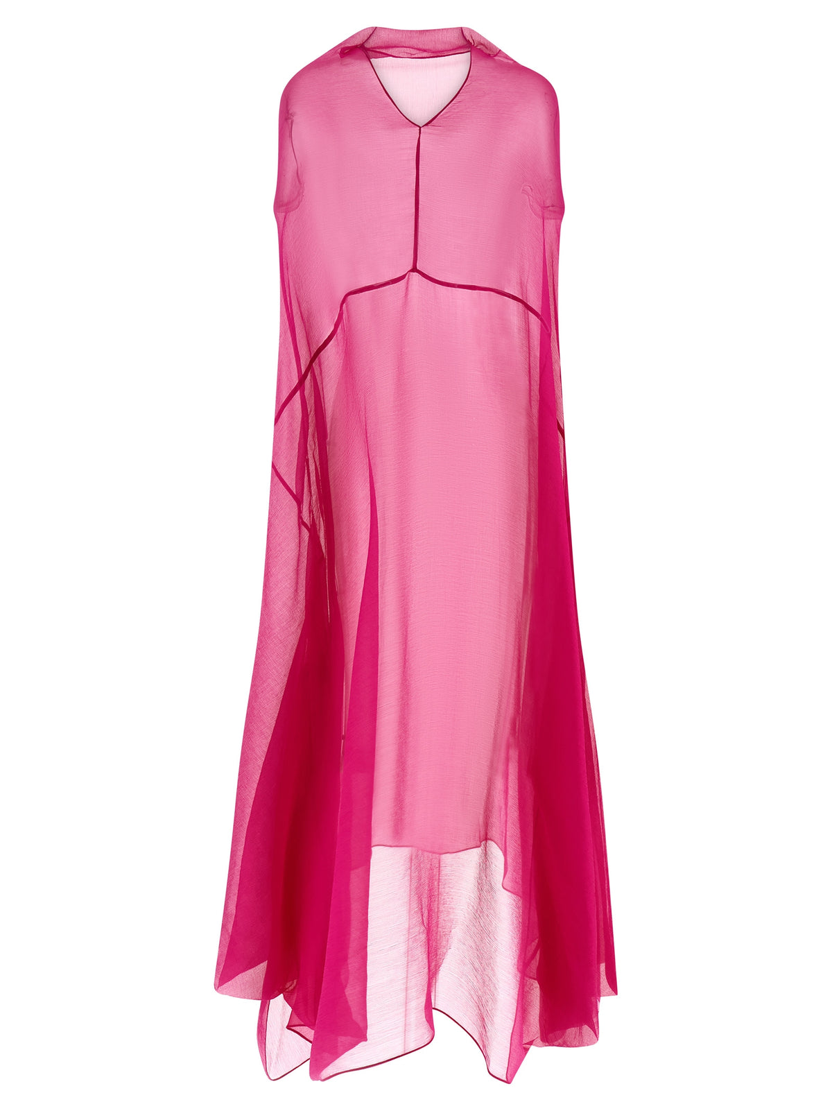 Dries Van Noten Fuchsia Silk Midi Women's Dress