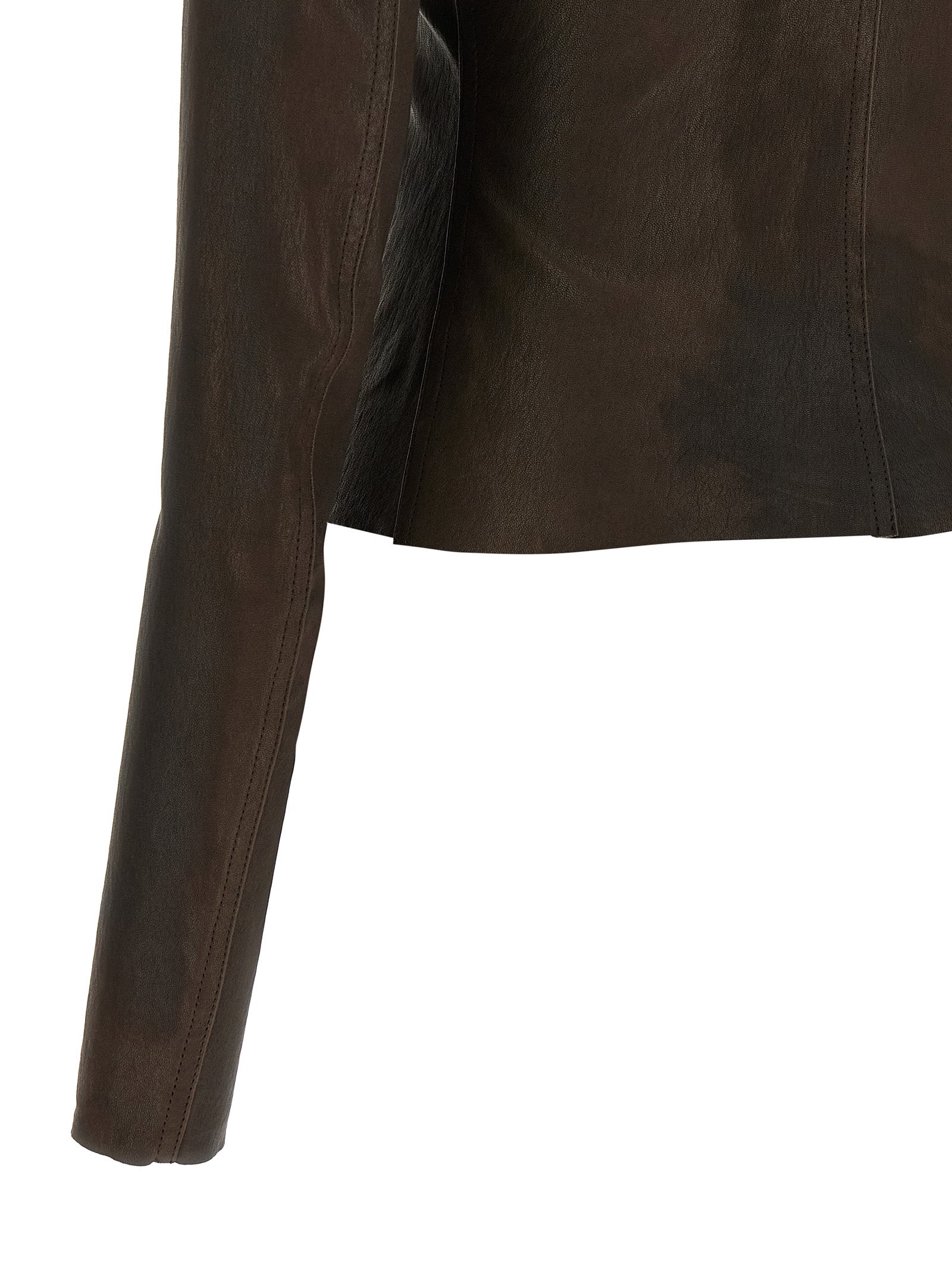 Rick Owens Brown Lamb Leather Leather Women's Jacket
