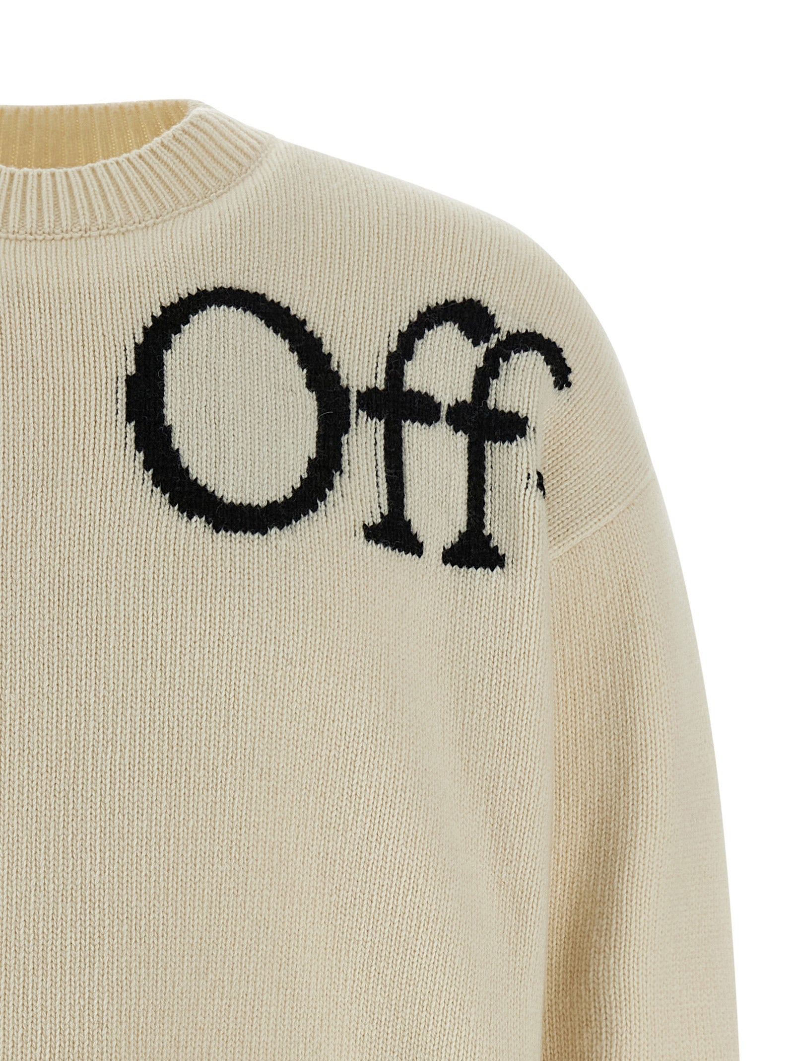 Off-White Bicolor Wool Women's Cardigan