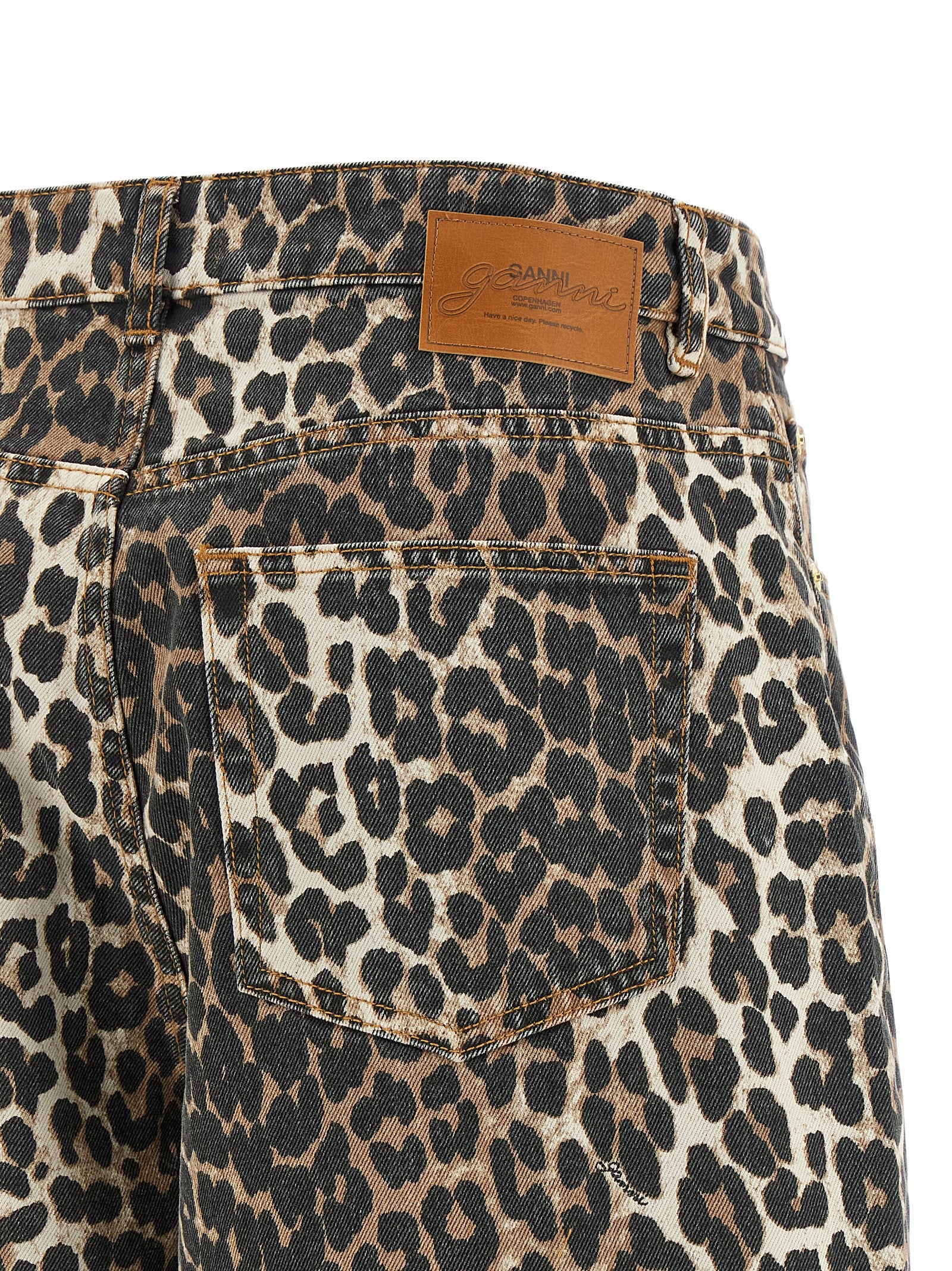 Ganni Brown Organic Cotton Cropped Women's Jeans