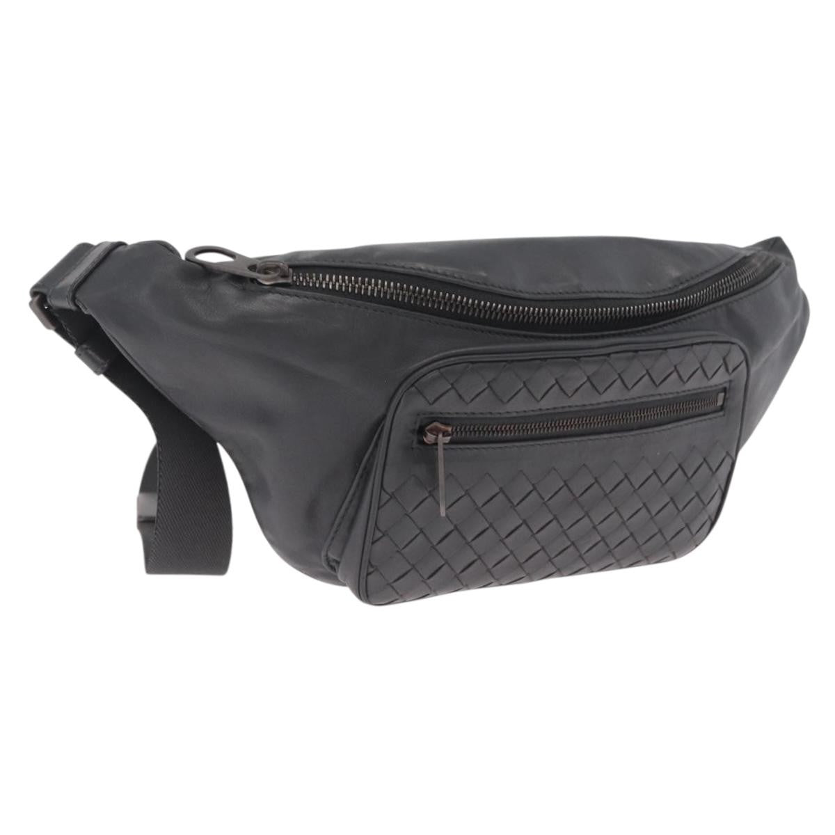 Bottega Veneta Light Waist Intrecciato Leather Gray Leather Handbag (Pre-Owned)