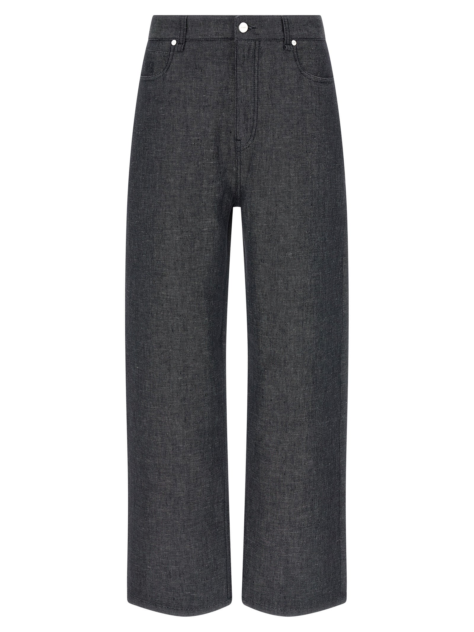 Fendi Gray Linen Straight-Leg Men's Jeans