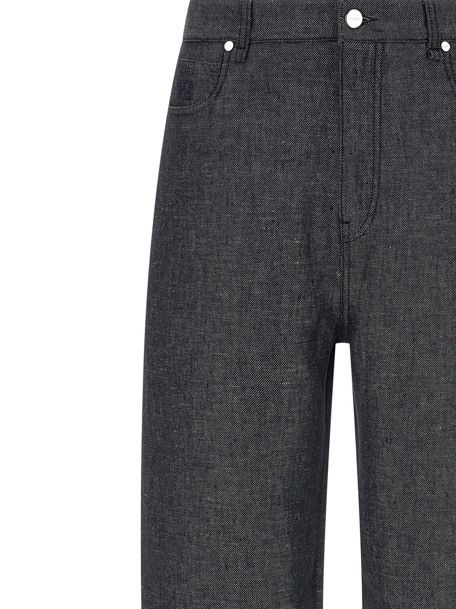 Fendi Gray Linen Straight-Leg Men's Jeans