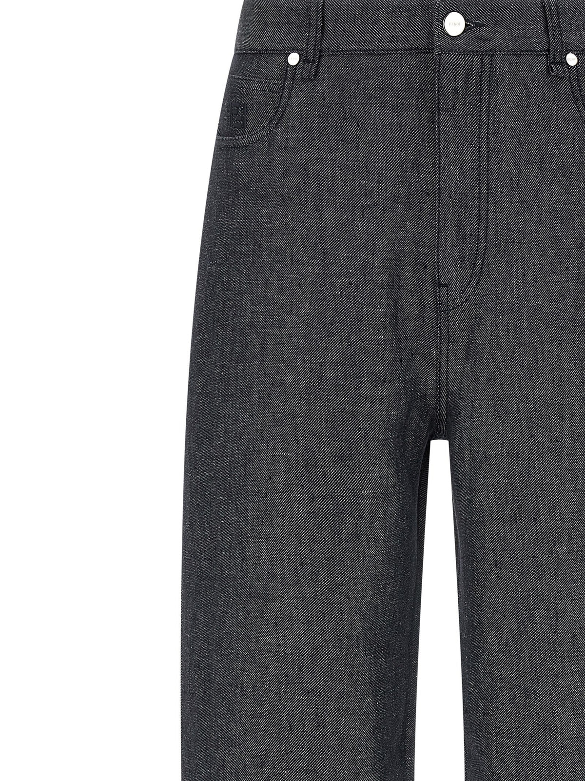 Fendi Gray Linen Straight-Leg Men's Jeans