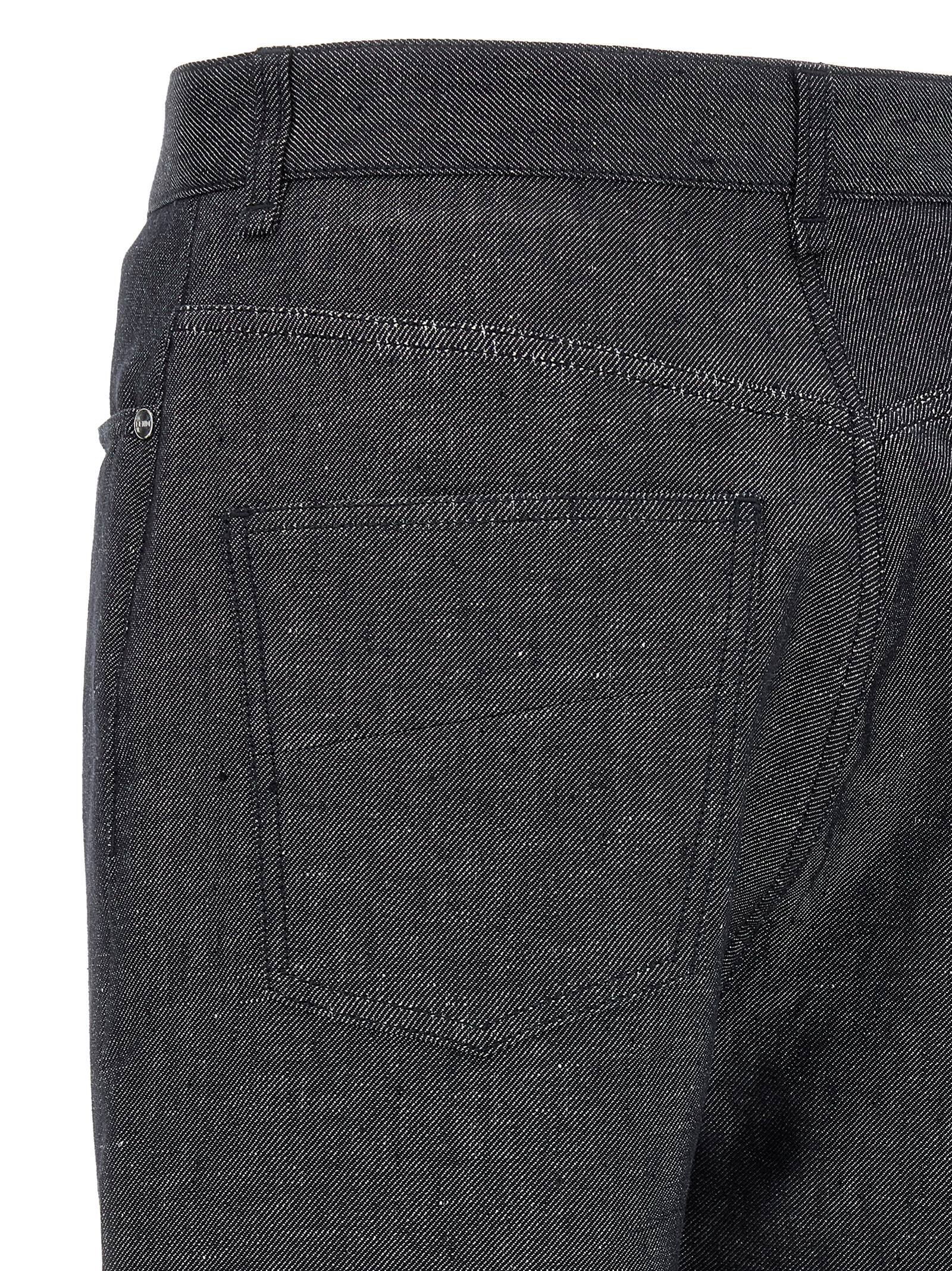 Fendi Gray Linen Straight-Leg Men's Jeans