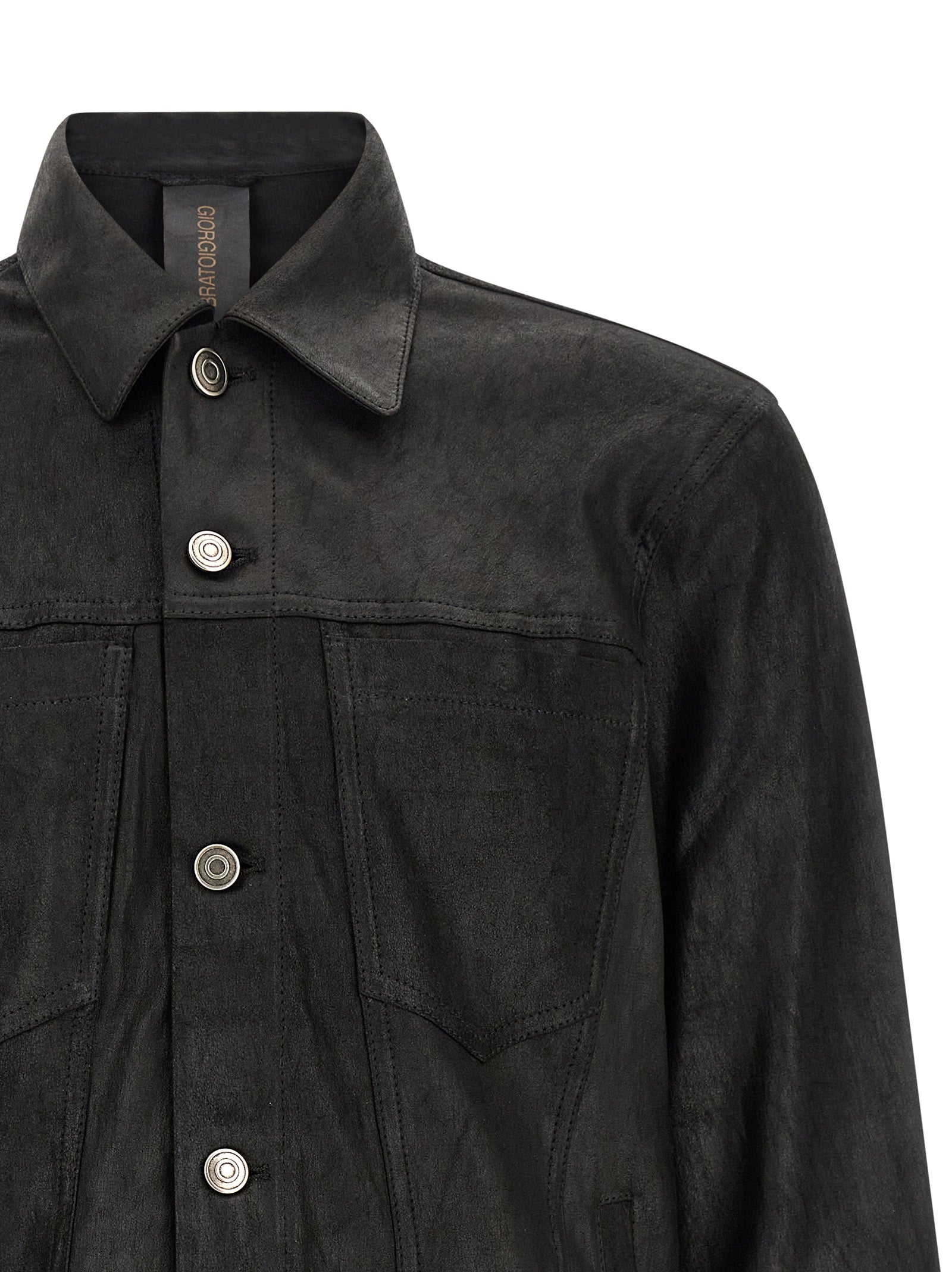 GIORGIO BRATO Black Lamb Leather Leather Men's Jacket
