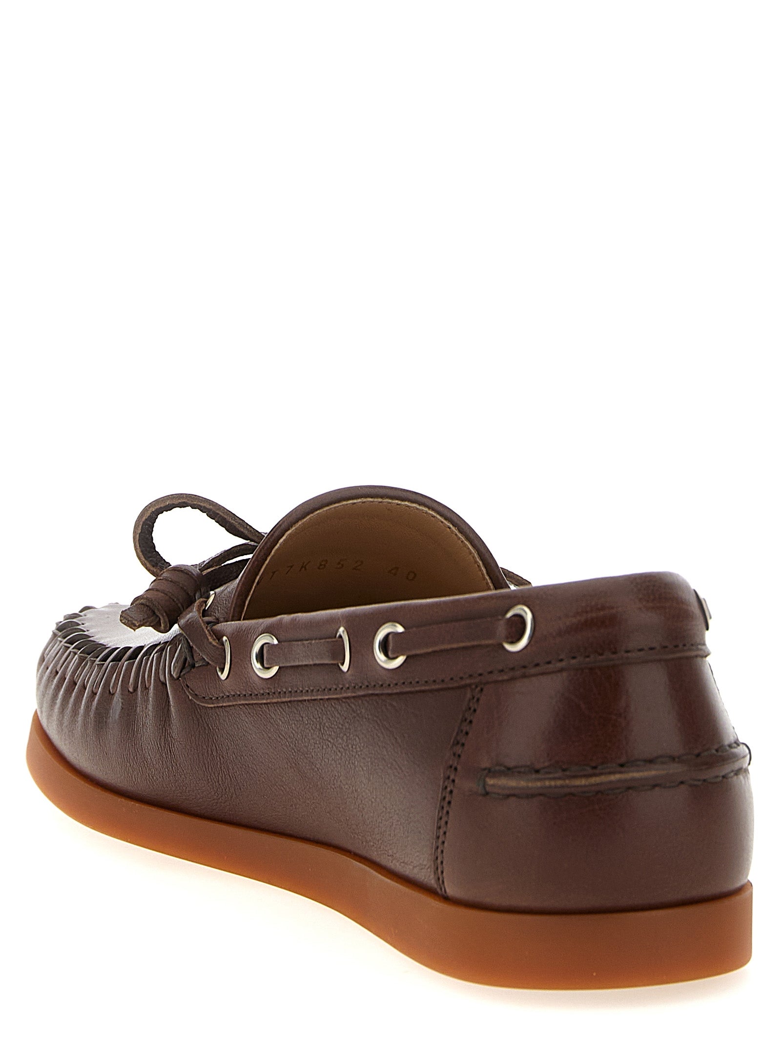 Valentino Garavani Brown Buffalo Leather Men's Moccassin