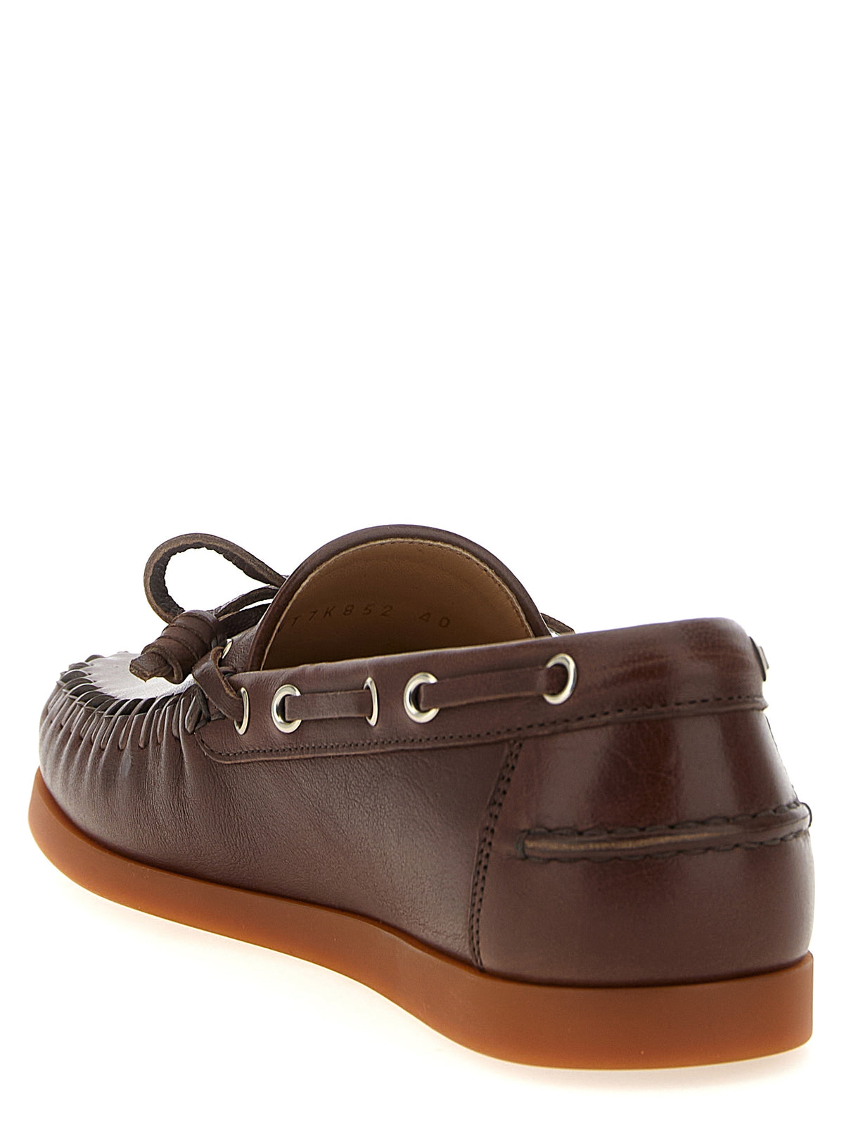 Valentino Garavani Brown Buffalo Leather Men's Moccassin