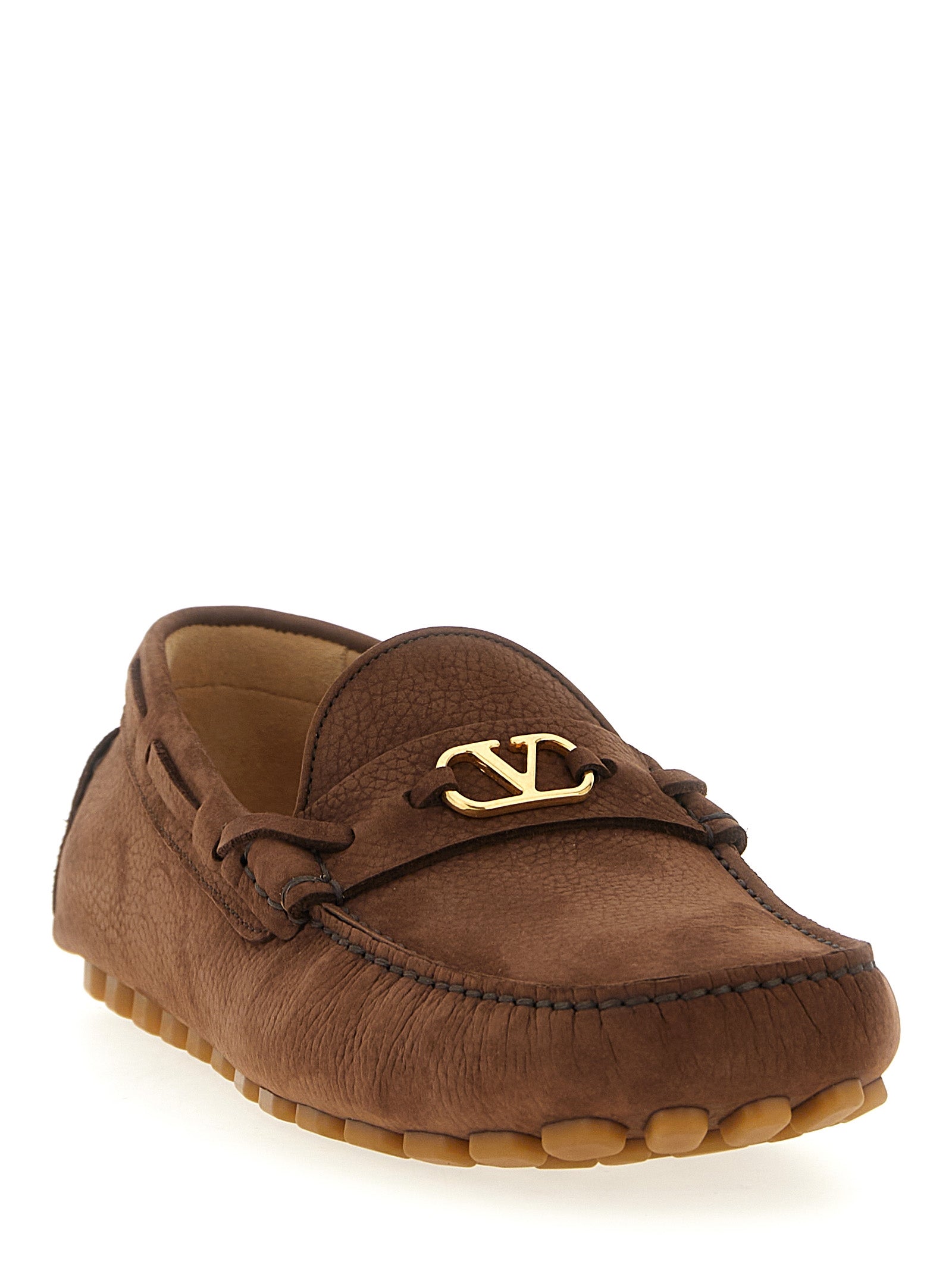 Valentino Garavani Brown Calfskin Slip-On Men's Loafers