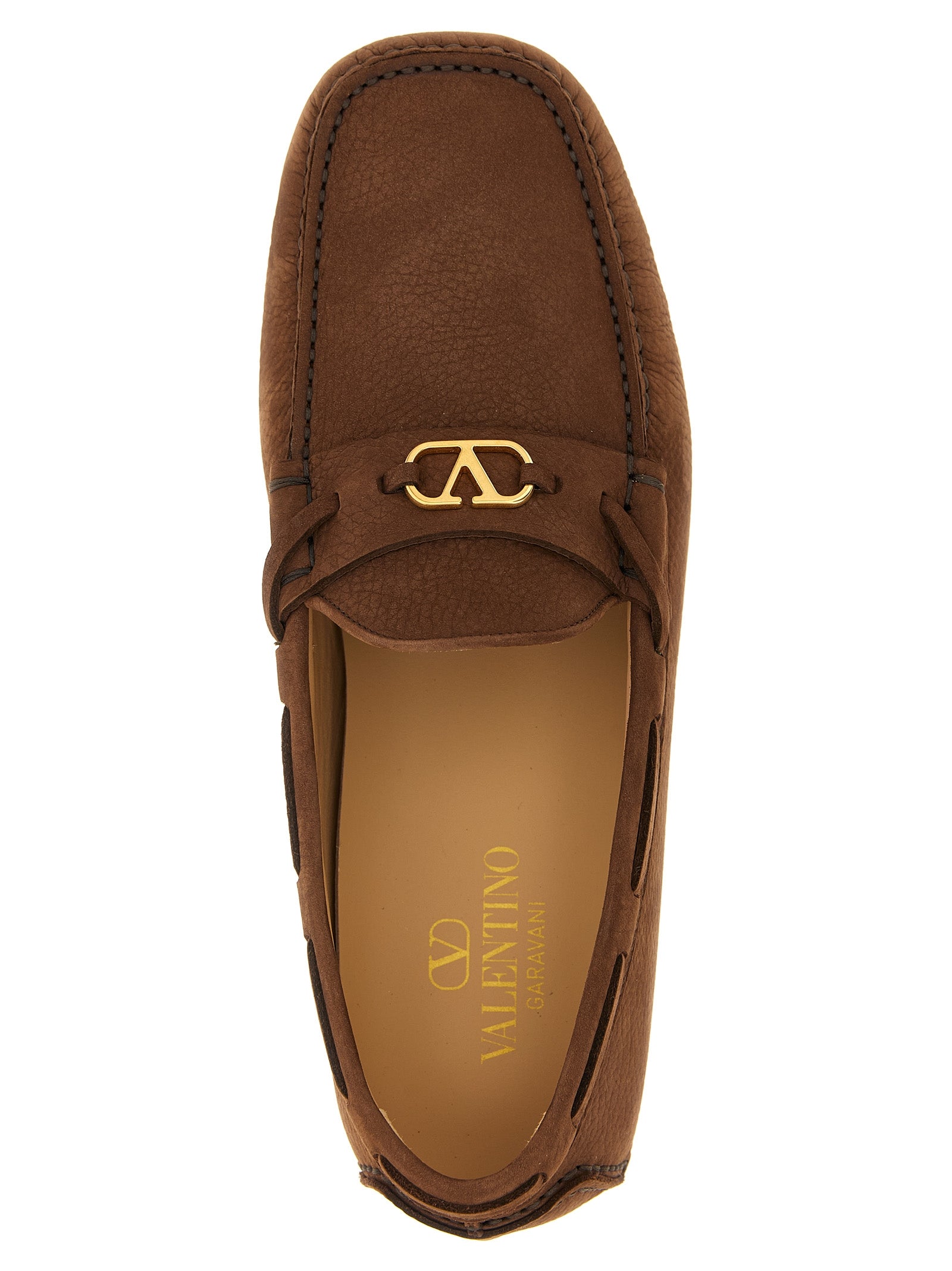 Valentino Garavani Brown Calfskin Slip-On Men's Loafers