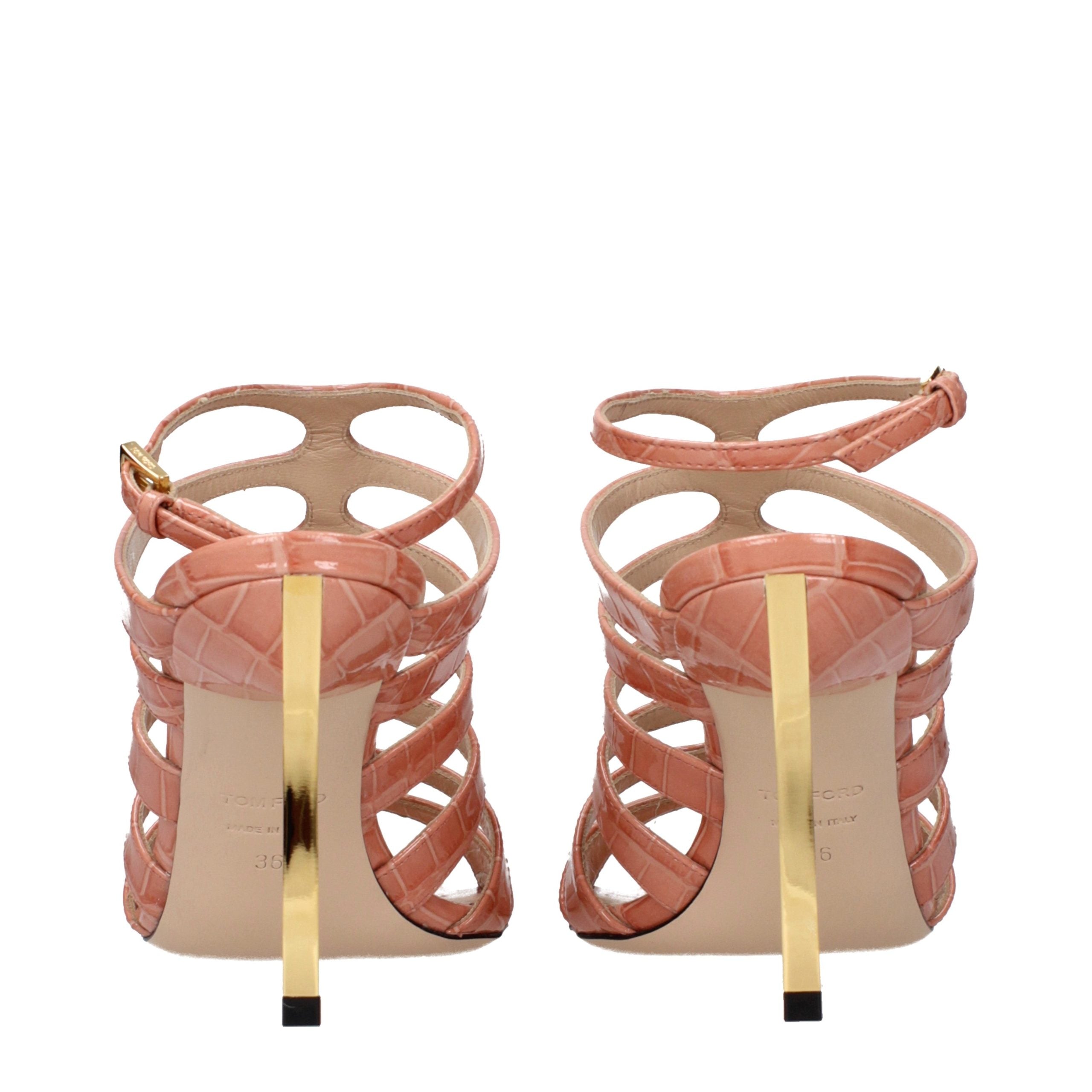 Tom Ford Pink Leather Stiletto Heel Women's Sandals