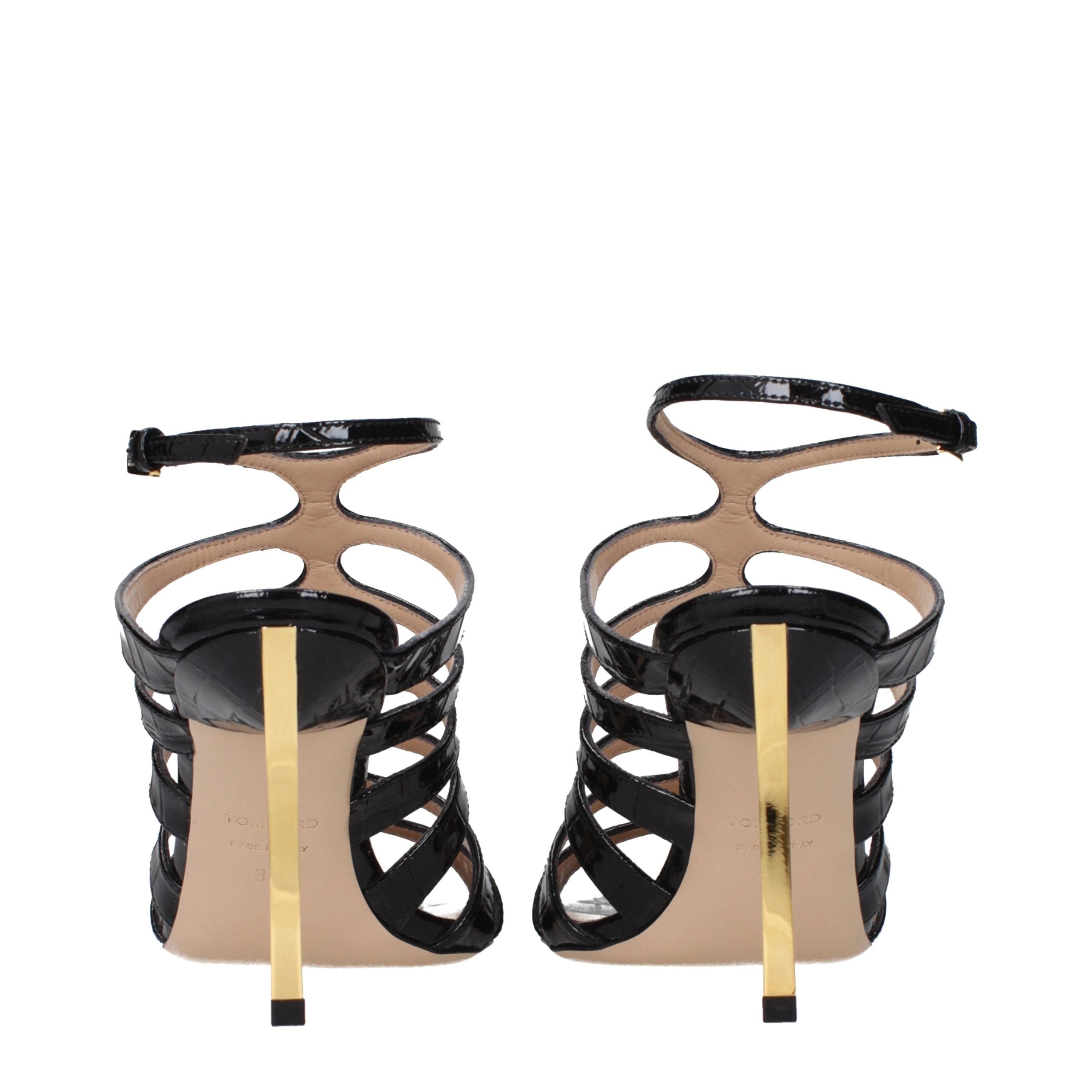 Tom Ford Black Leather Stiletto Heel Women's Sandals