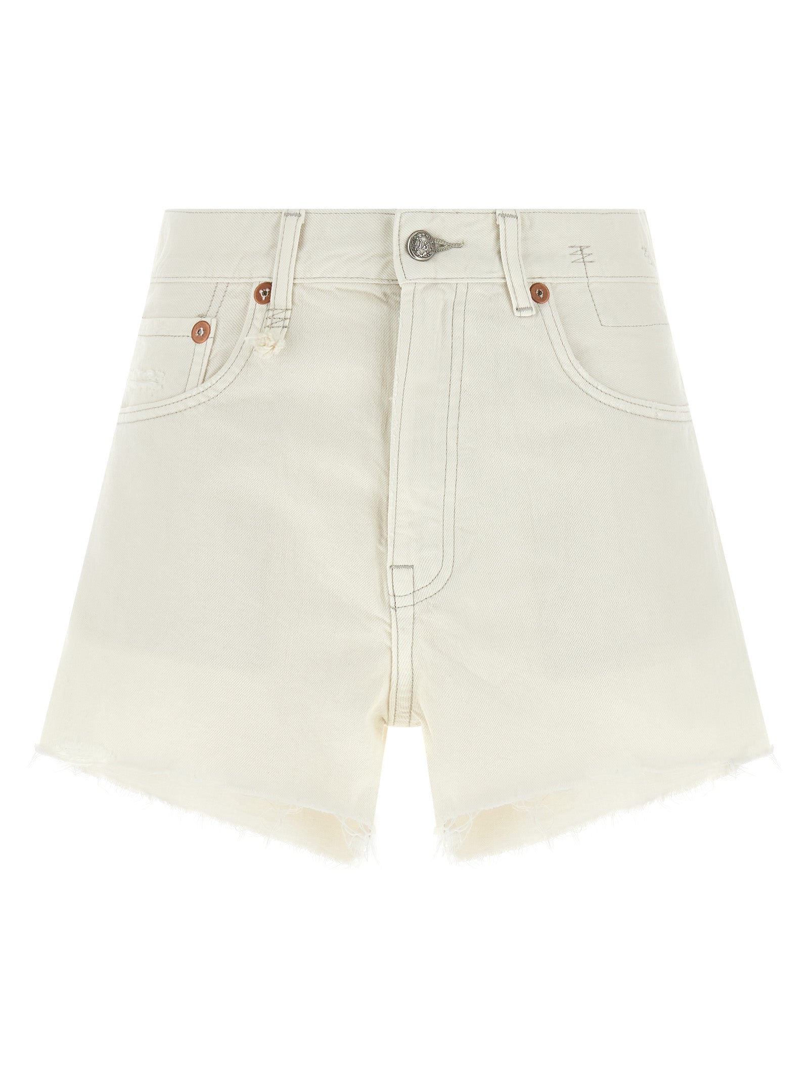R13 White Cotton Bermuda Women's Shorts