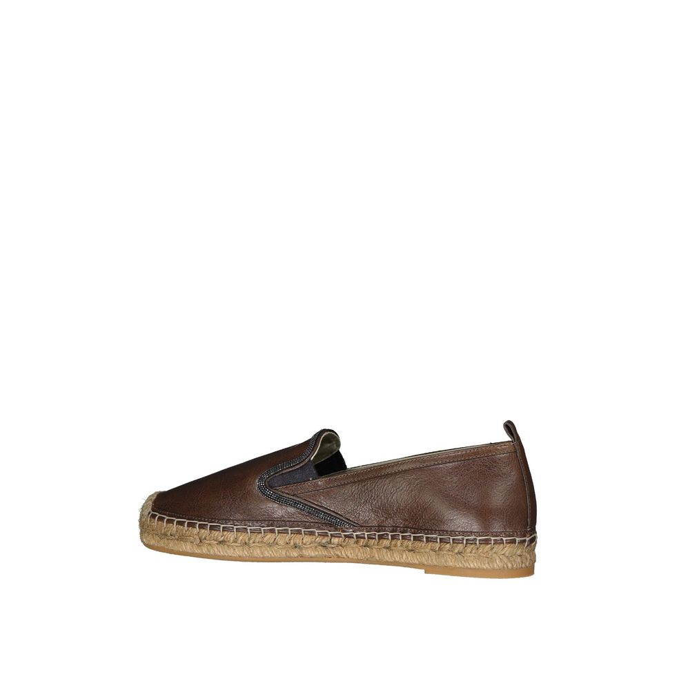 Brunello Cucinelli Brown Leather Women's Espadrilles