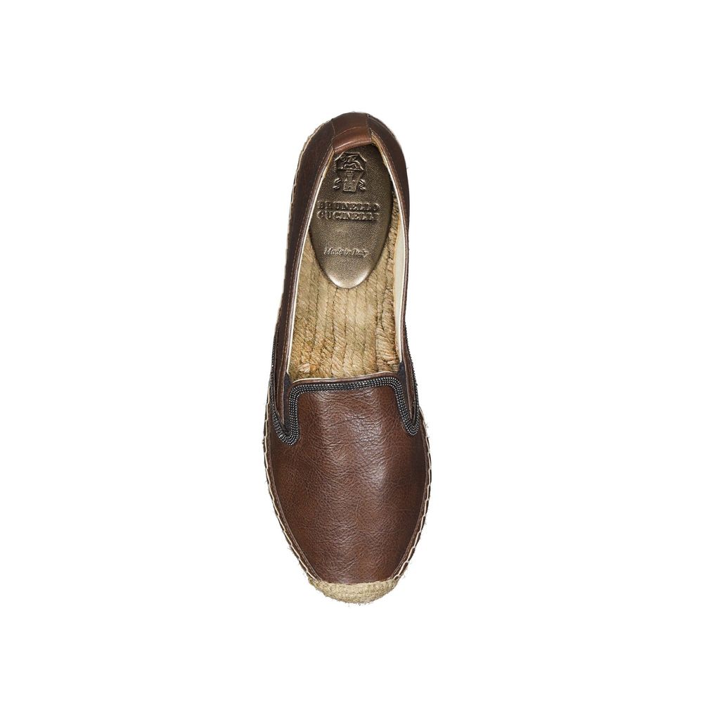Brunello Cucinelli Brown Leather Women's Espadrilles