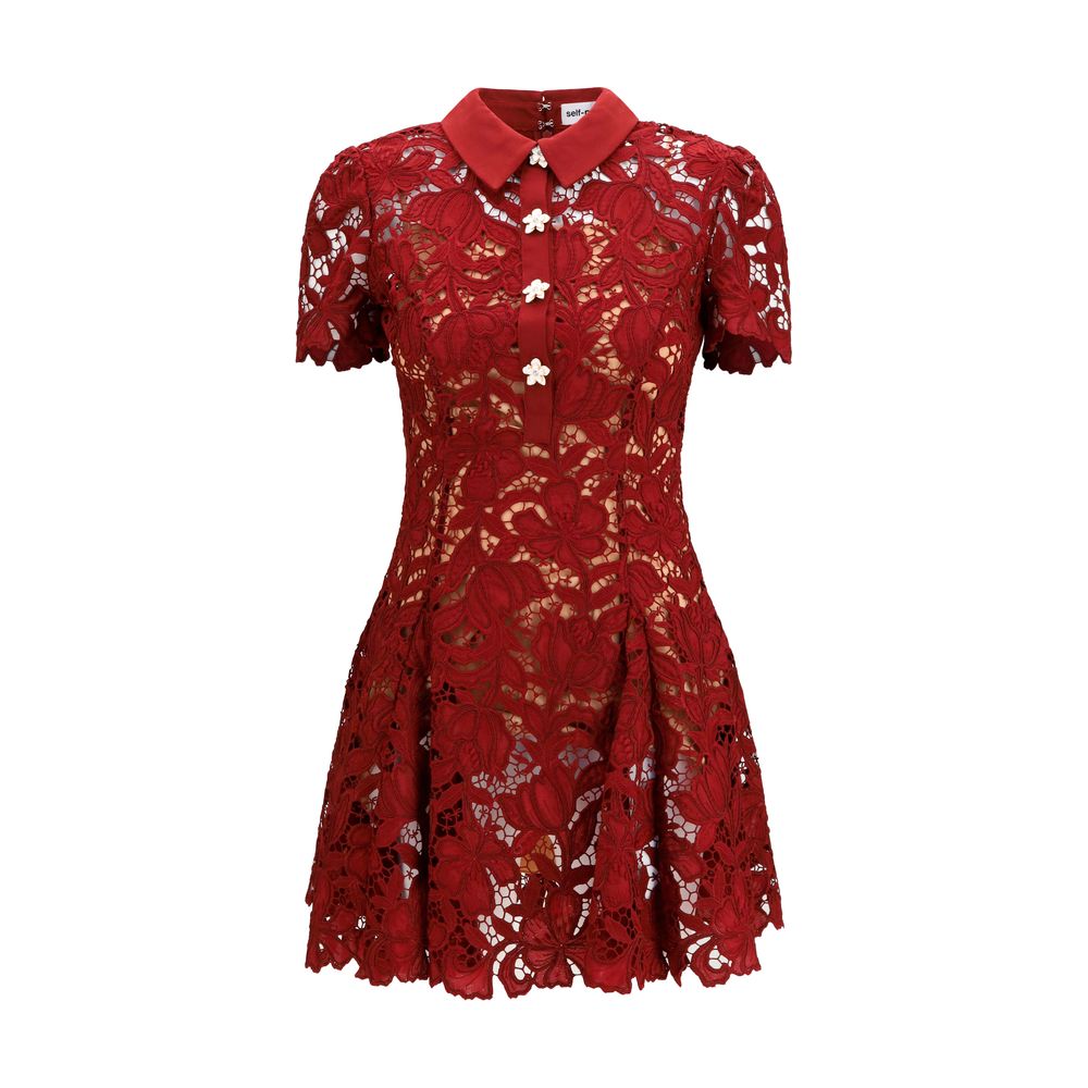 Self-Portrait Bordeaux Polyester Cocktail Women's Dress