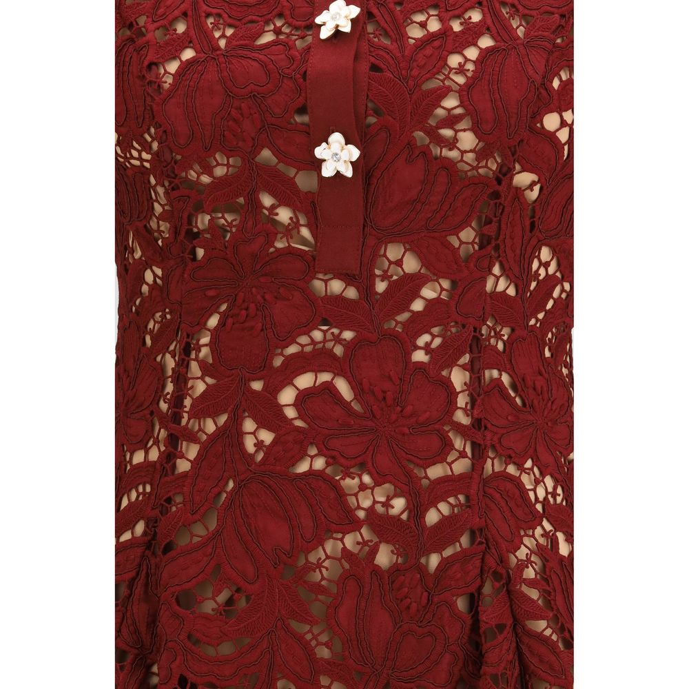 Self-Portrait Bordeaux Polyester Cocktail Women's Dress