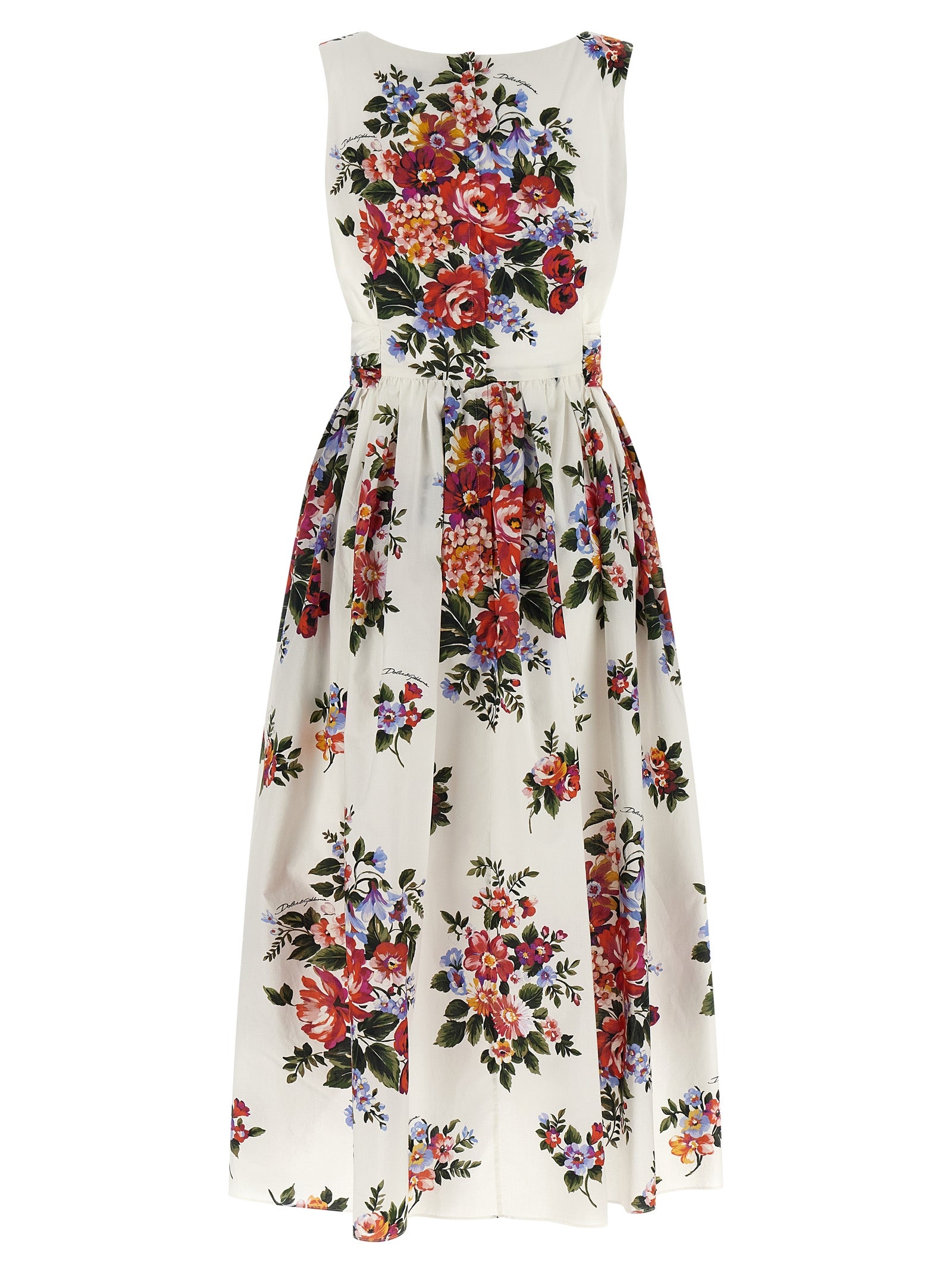 Dolce & Gabbana White Cotton Midi Women's Dress