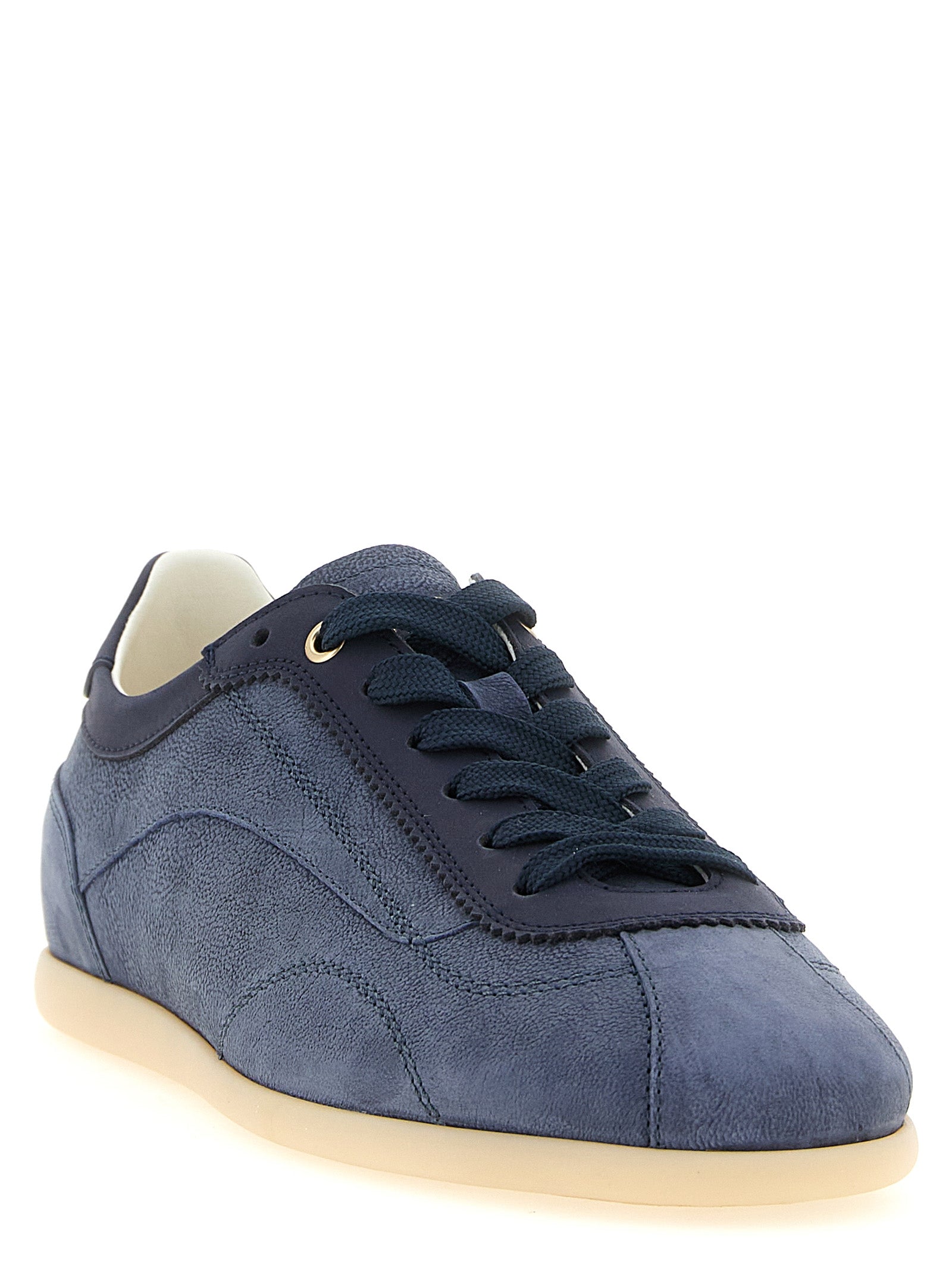 Brunello Cucinelli Blue Calfskin Low Top Men's Sneakers