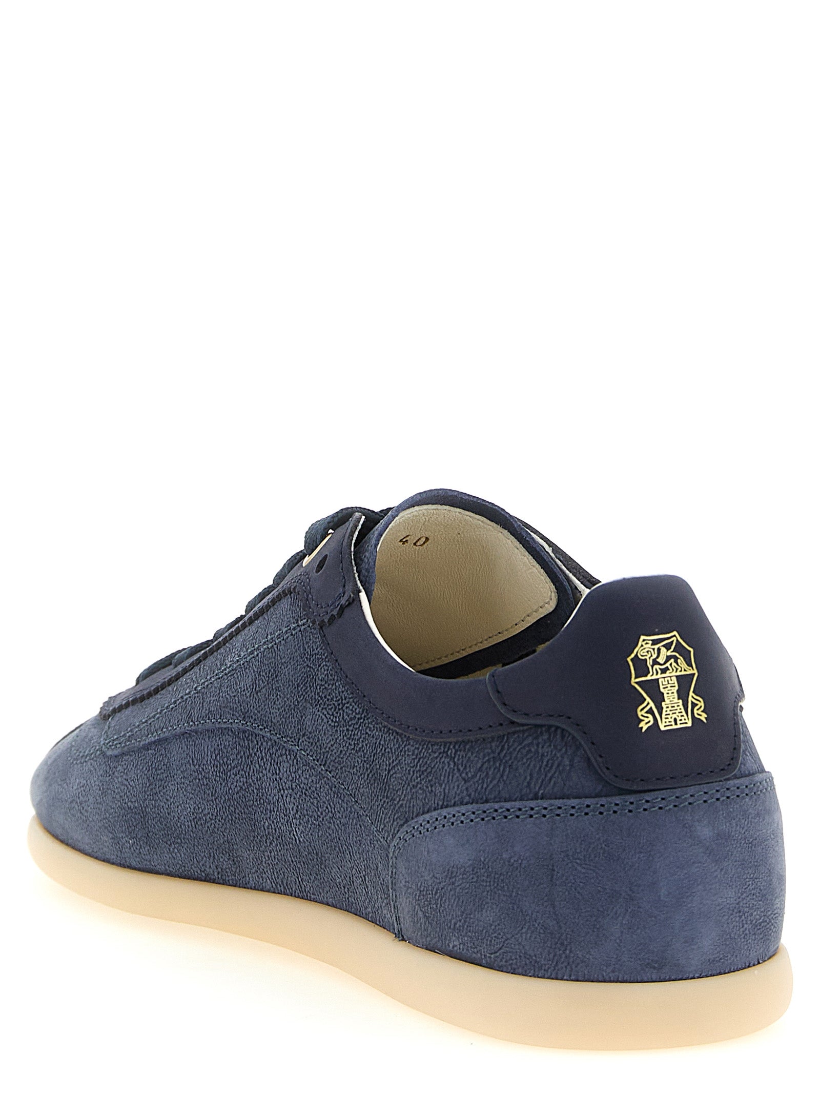 Brunello Cucinelli Blue Calfskin Low Top Men's Sneakers