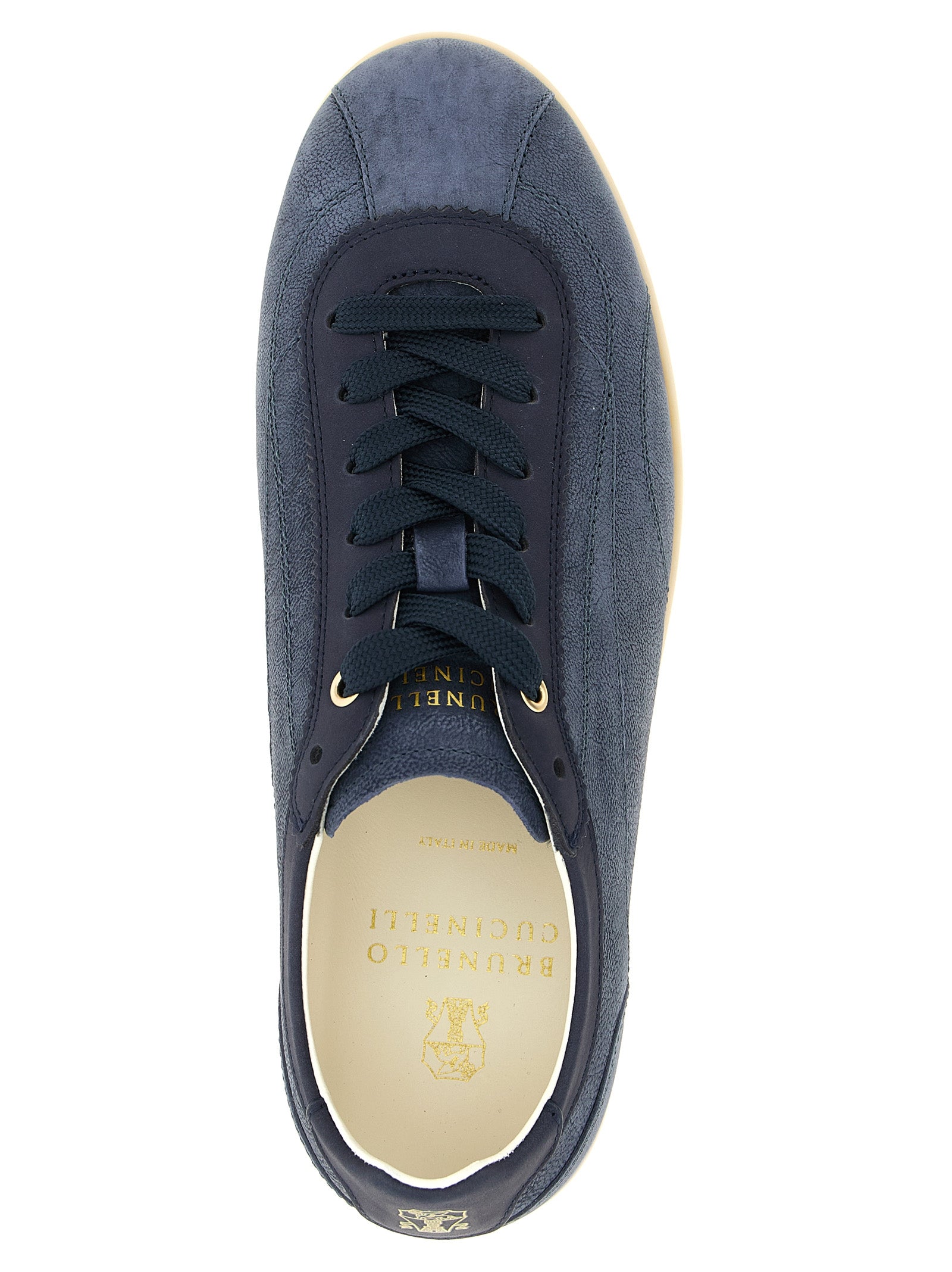 Brunello Cucinelli Blue Calfskin Low Top Men's Sneakers