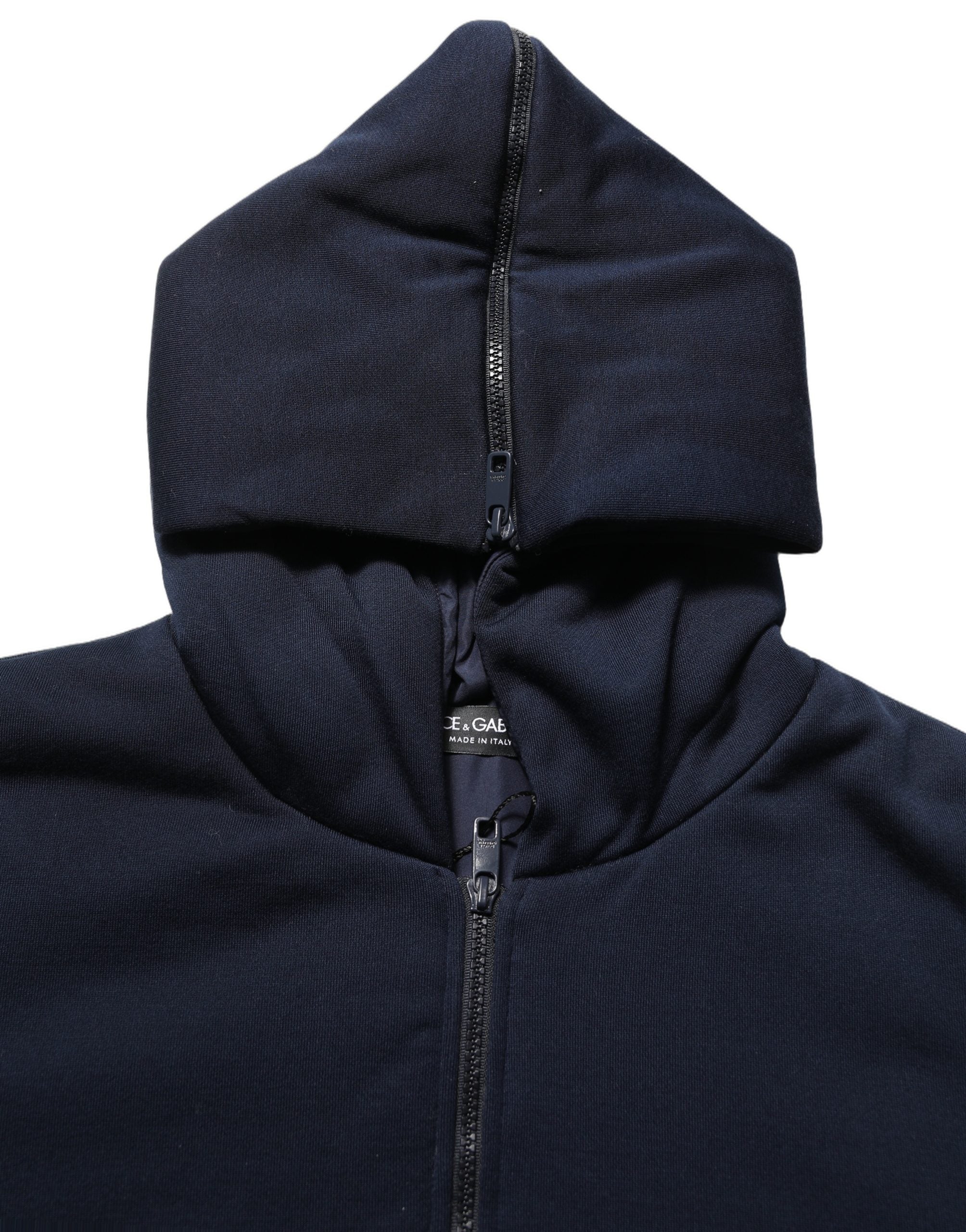 Dolce & Gabbana Black Cotton Full Zip Hooded Bomber Men's Jacket