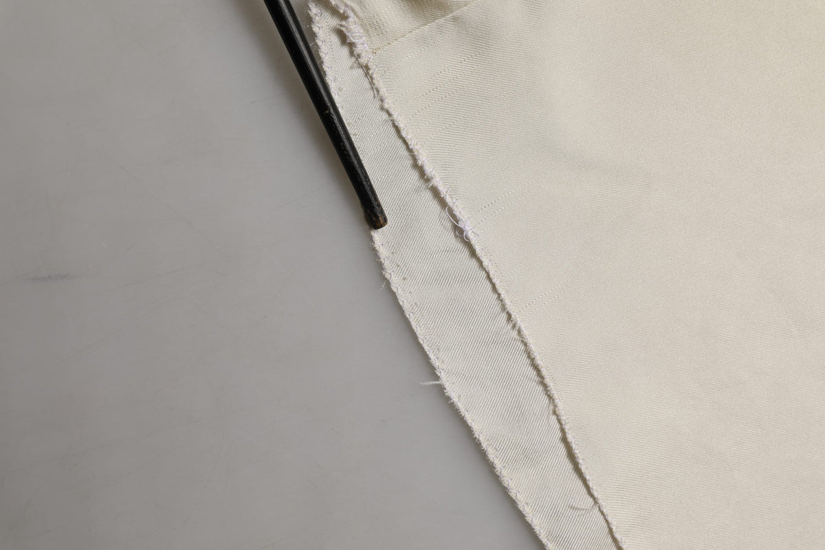 Dolce & Gabbana Off White Silk Straight Wide Leg Trouser Men's Pants (Pre-Owned)