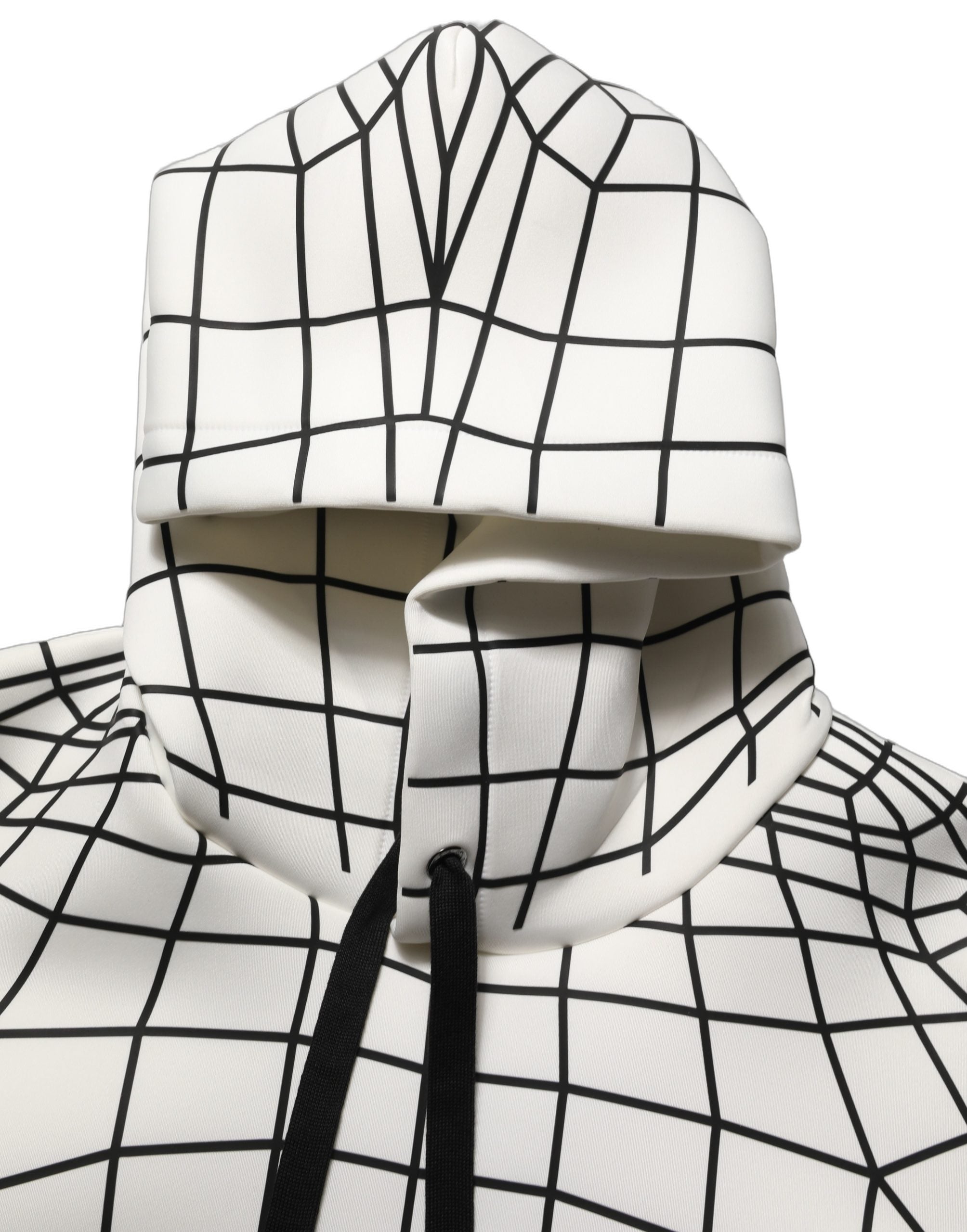 Dolce & Gabbana White Black WarpGrid Pattern Hoodie Men's Sweater (Pre-Owned)