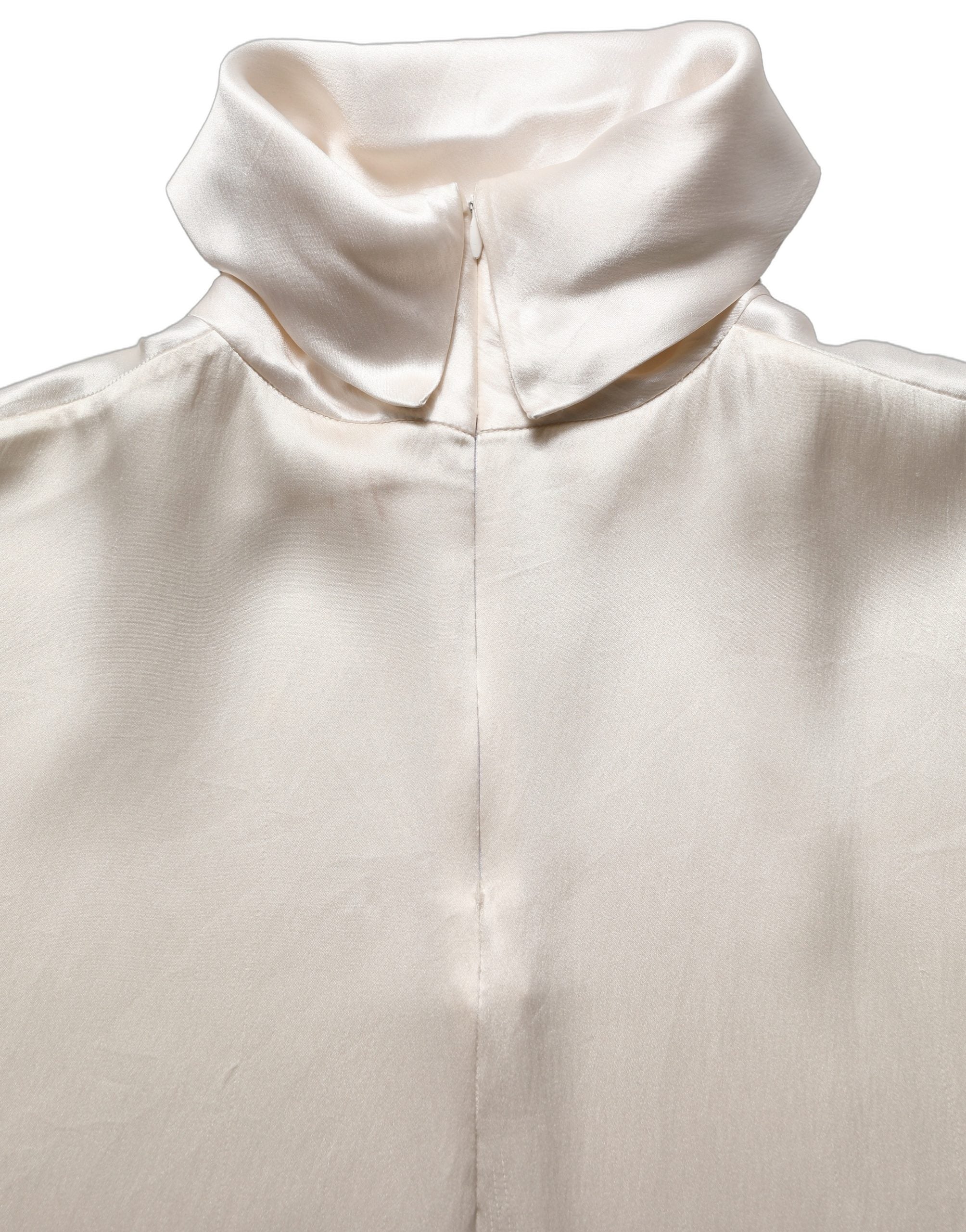 Dolce & Gabbana White Silk Long Sleeves Turtleneck Men's Sweater (Pre-Owned)