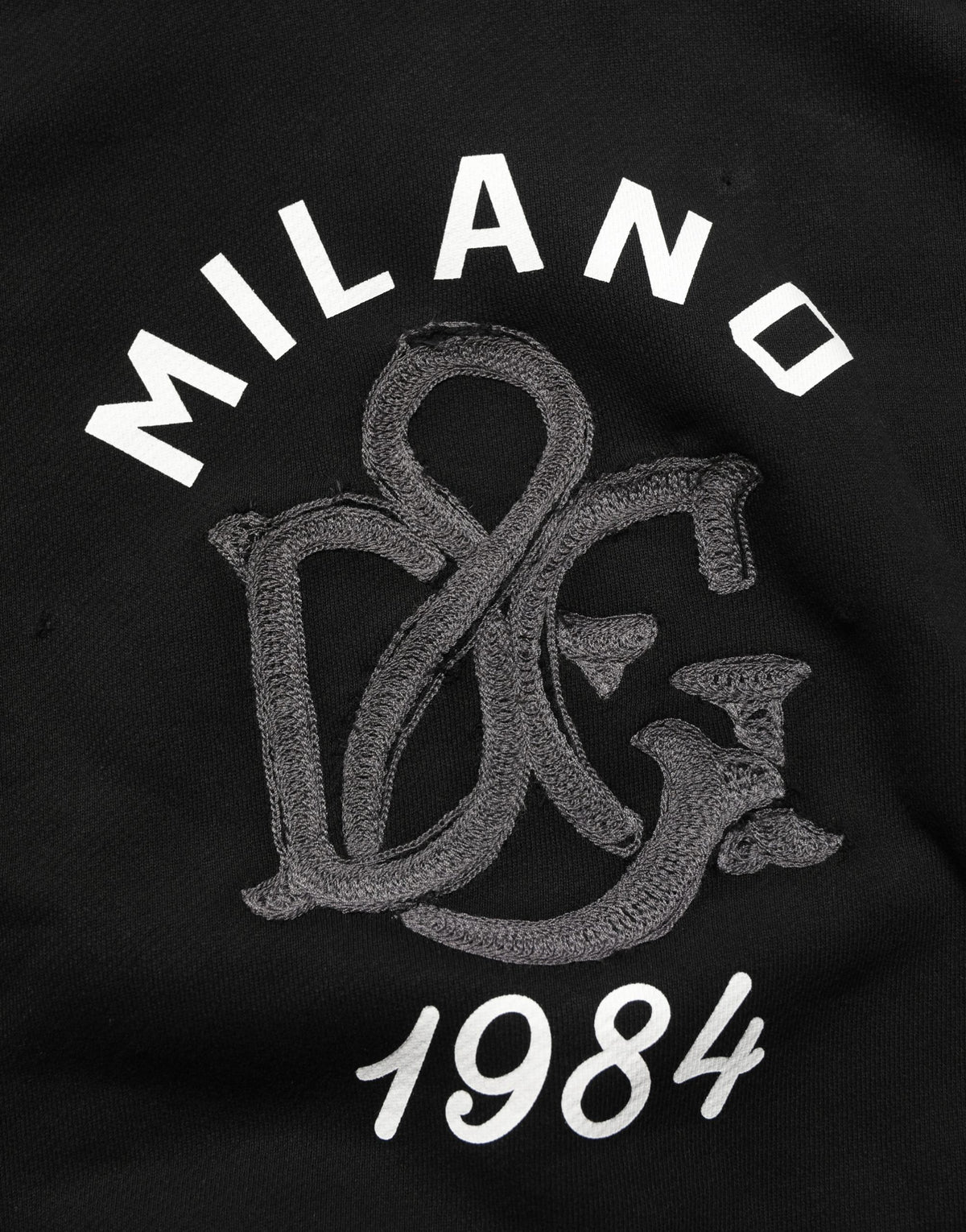 Dolce & Gabbana Black Cotton Milano1984 Print Hoodie Men's Sweater