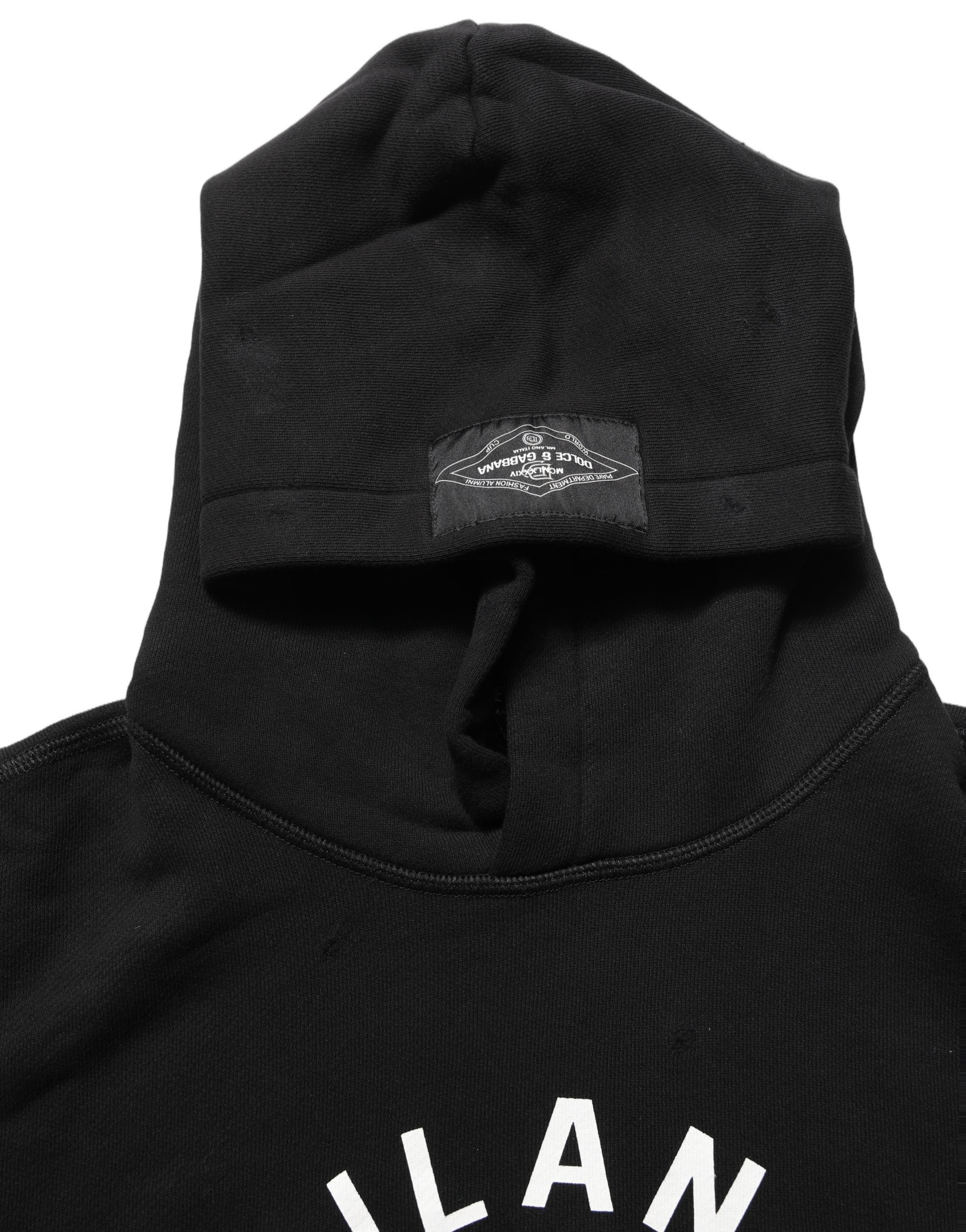 Dolce & Gabbana Black Cotton Milano1984 Print Hoodie Men's Sweater