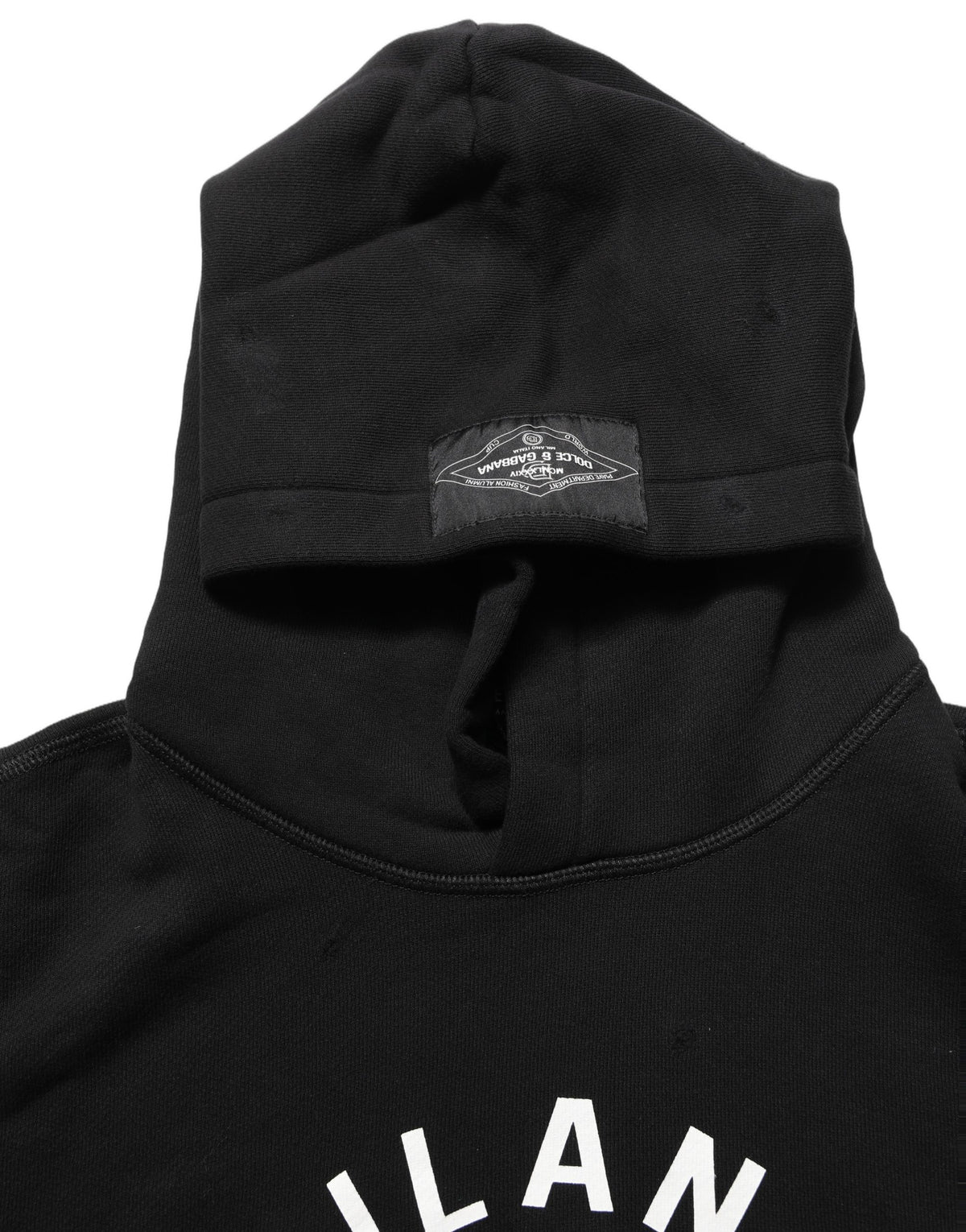 Dolce & Gabbana Black Cotton Milano1984 Print Hoodie Men's Sweater